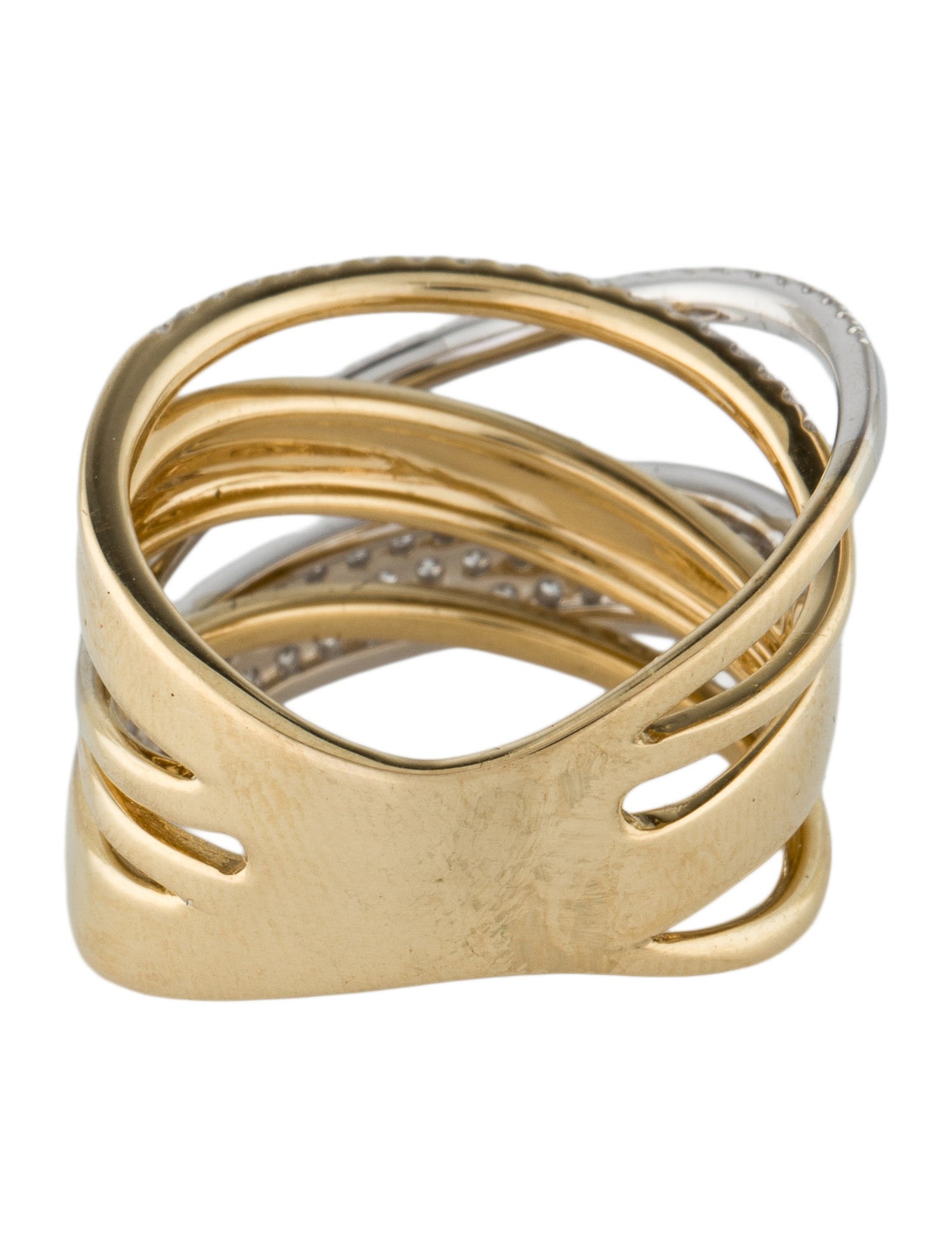 Ring 14K Diamond Crossover Wide Band