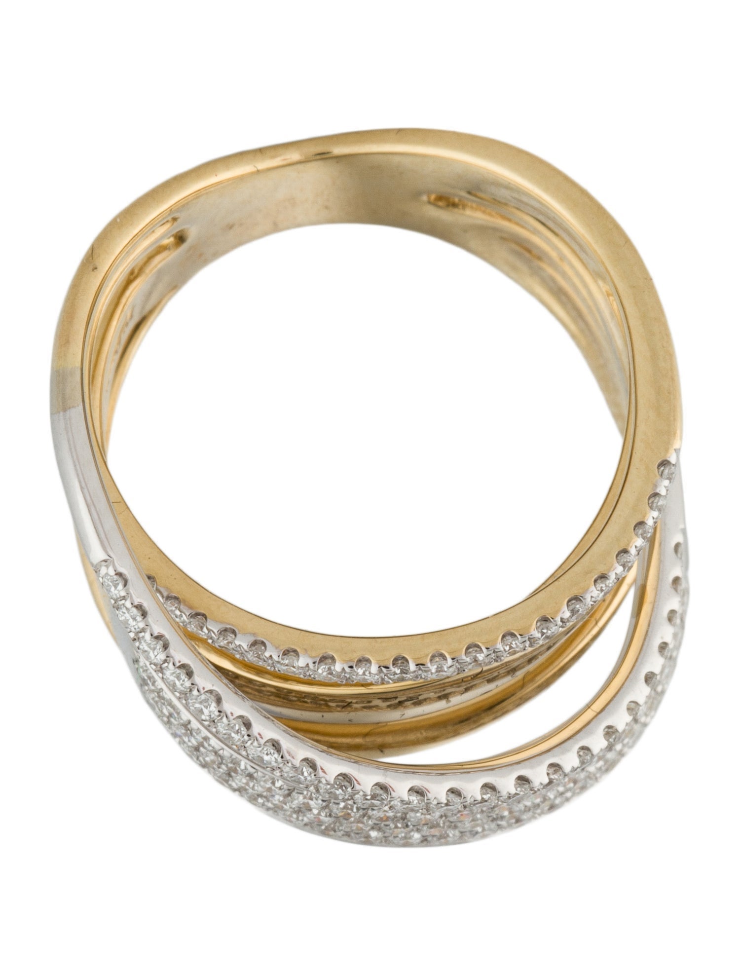 Ring 14K Diamond Crossover Wide Band