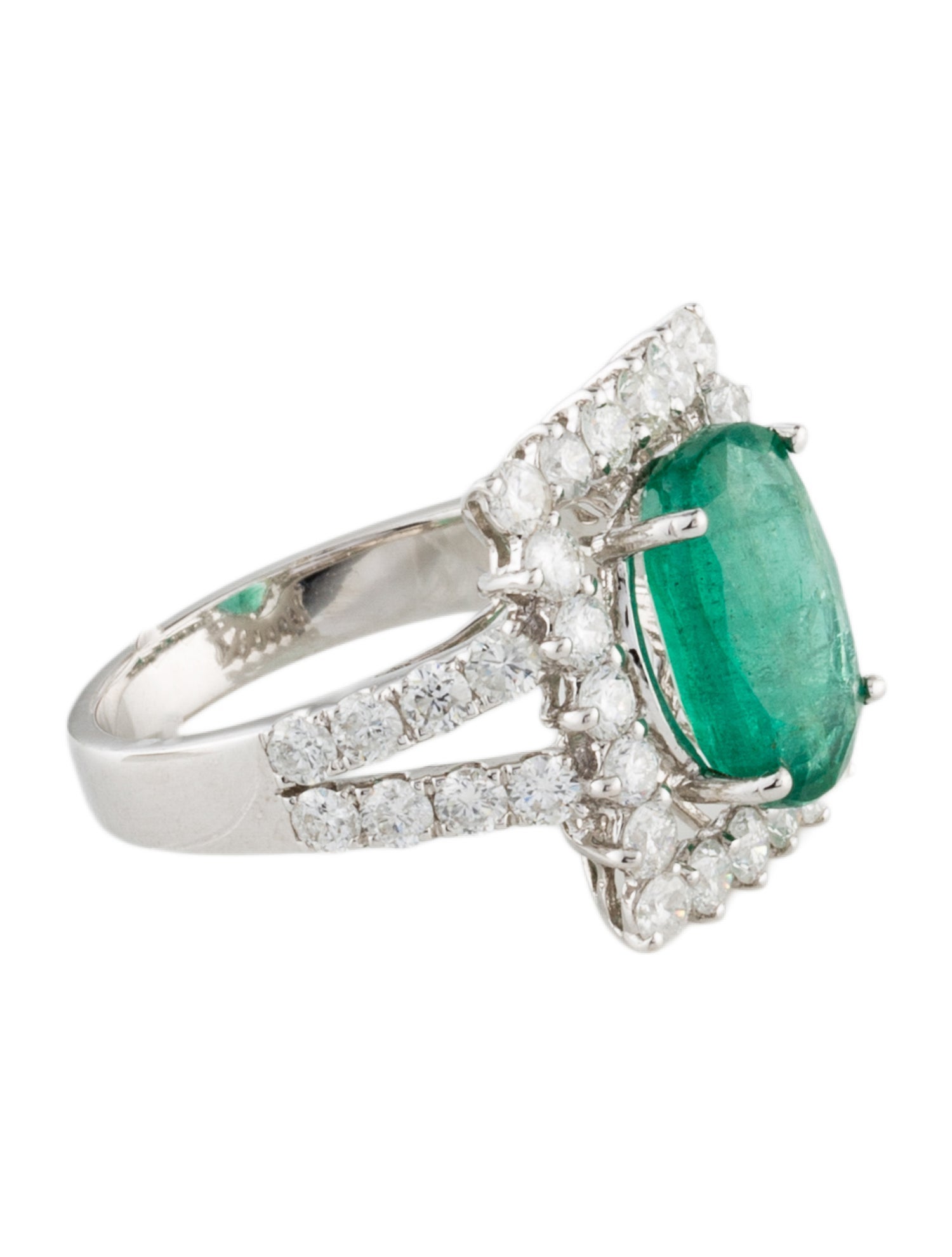 Ring 18K 2.63ctw Emerald & 2.70ctw Diamond Cocktail