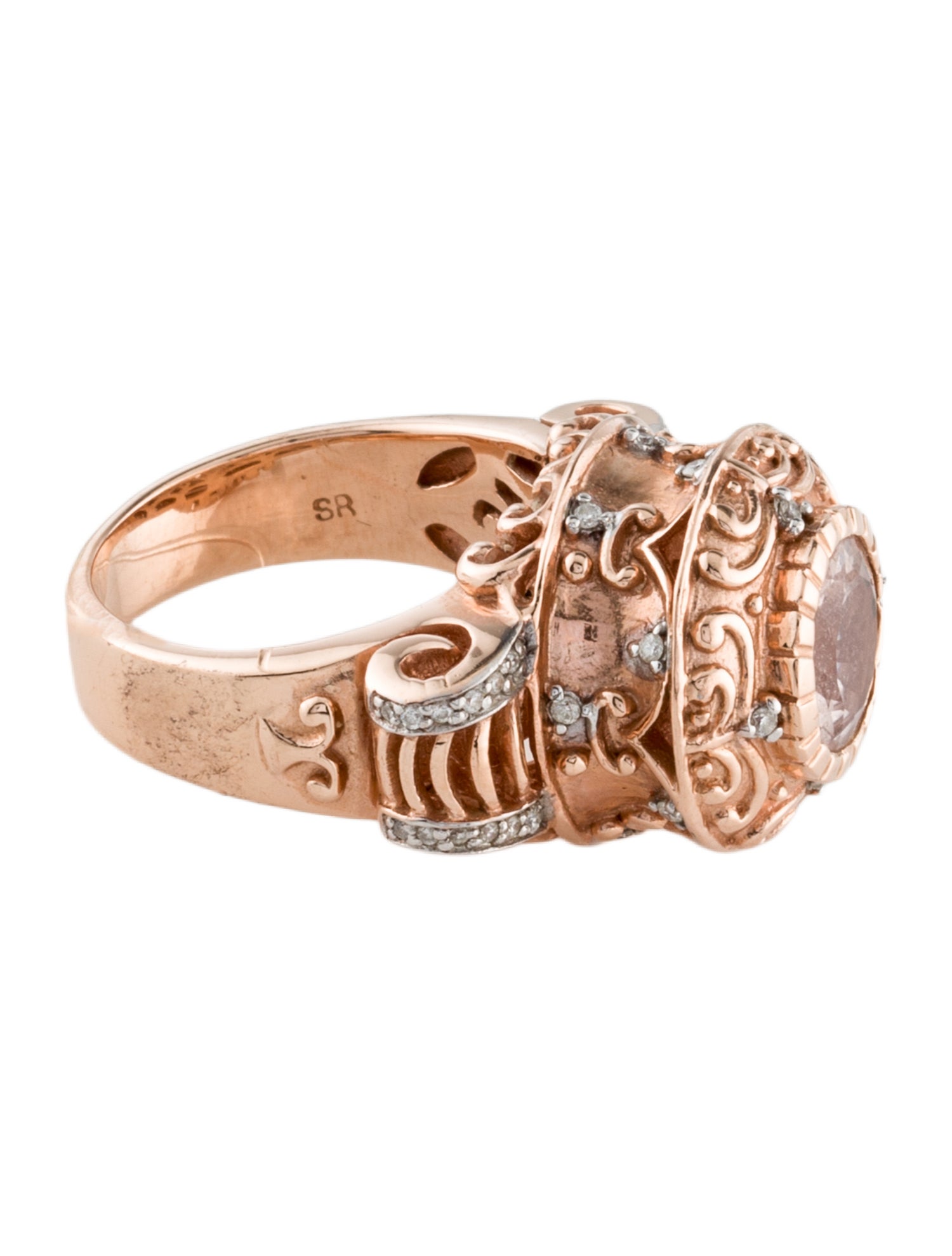 Ring 14K Morganite & Diamond Cocktail Ring