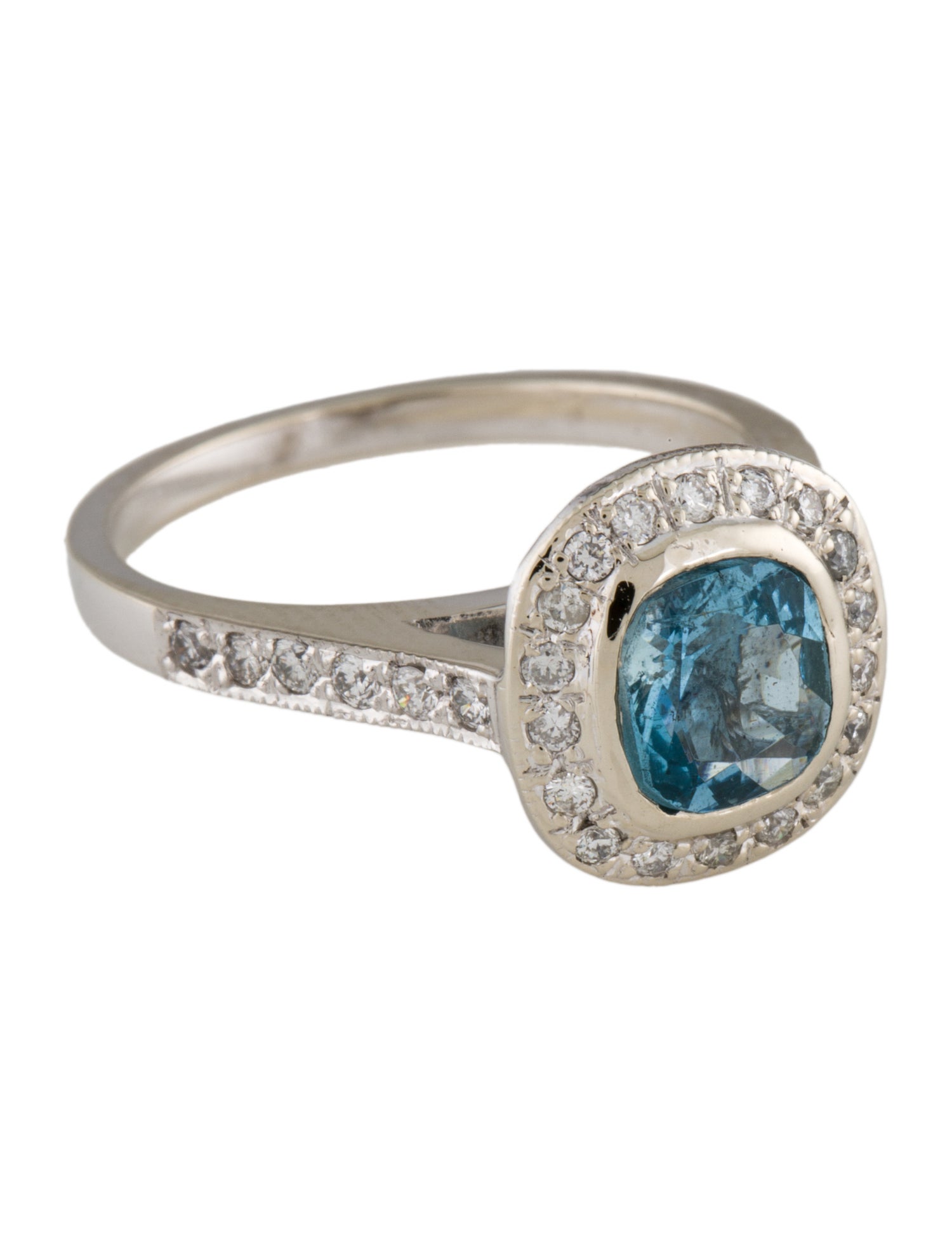 Ring 14K 1.09ct Aquamarine & Diamond Cocktail Ring