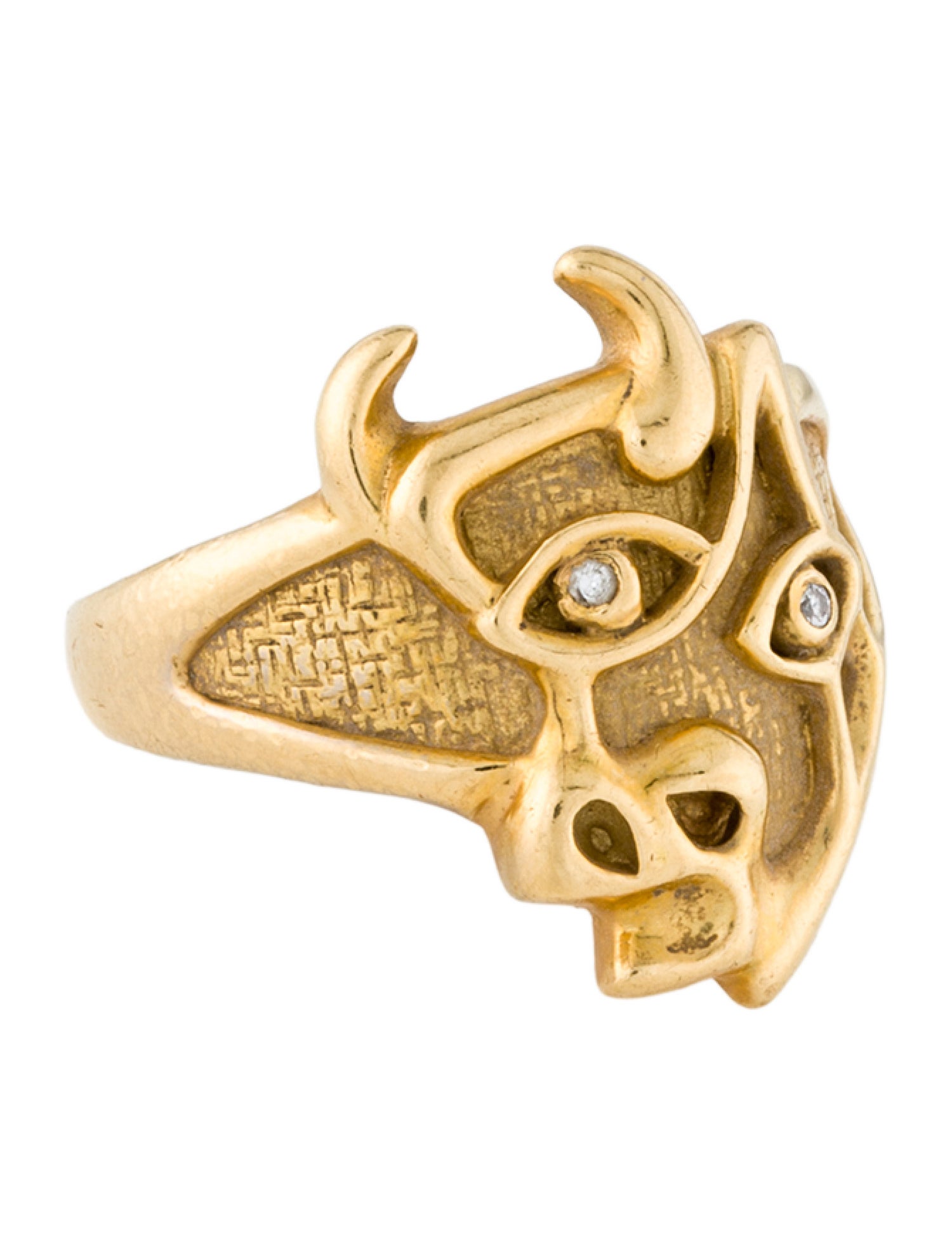 Ring 18K Dimond Bull Head Cocktail Ring