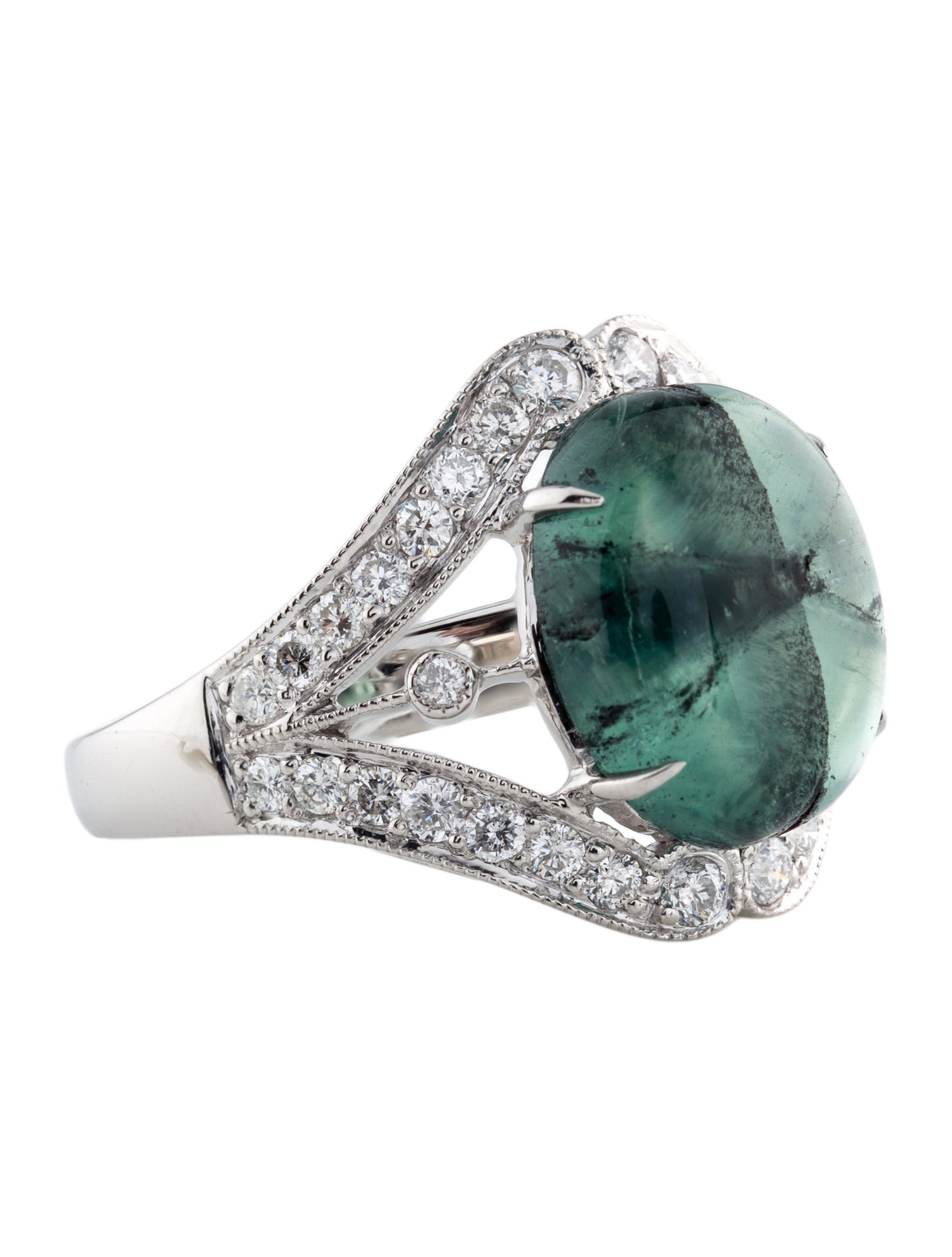 Ring Platinum 5.42ct Trapiche Emerald & Diamond Cocktail Ring