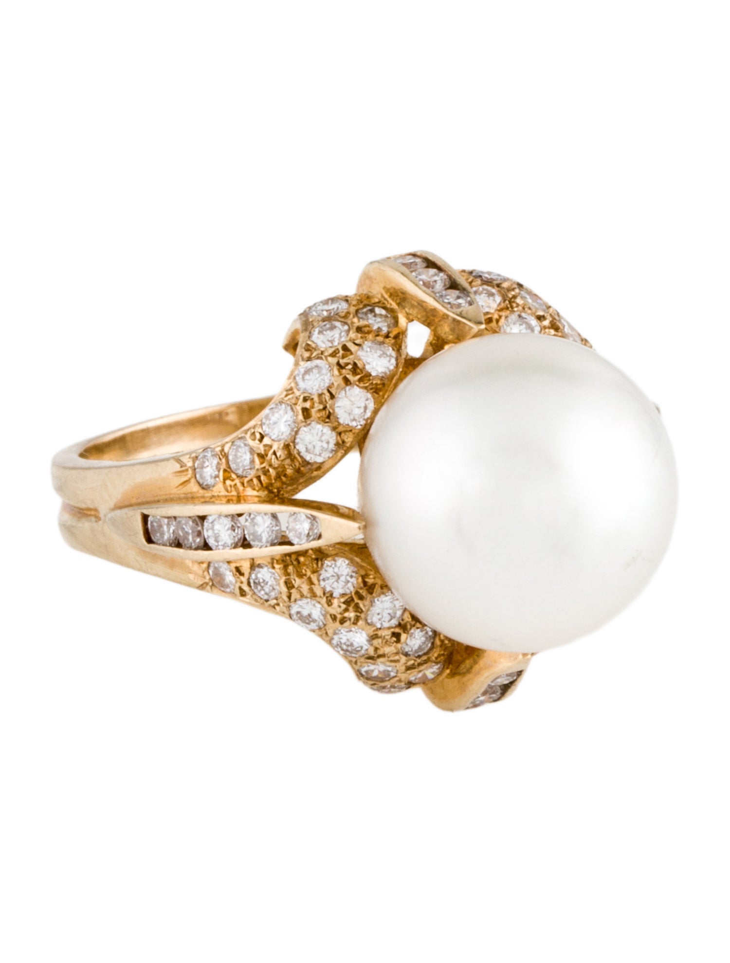 Ring 14K Pearl & Diamond Cocktail Ring