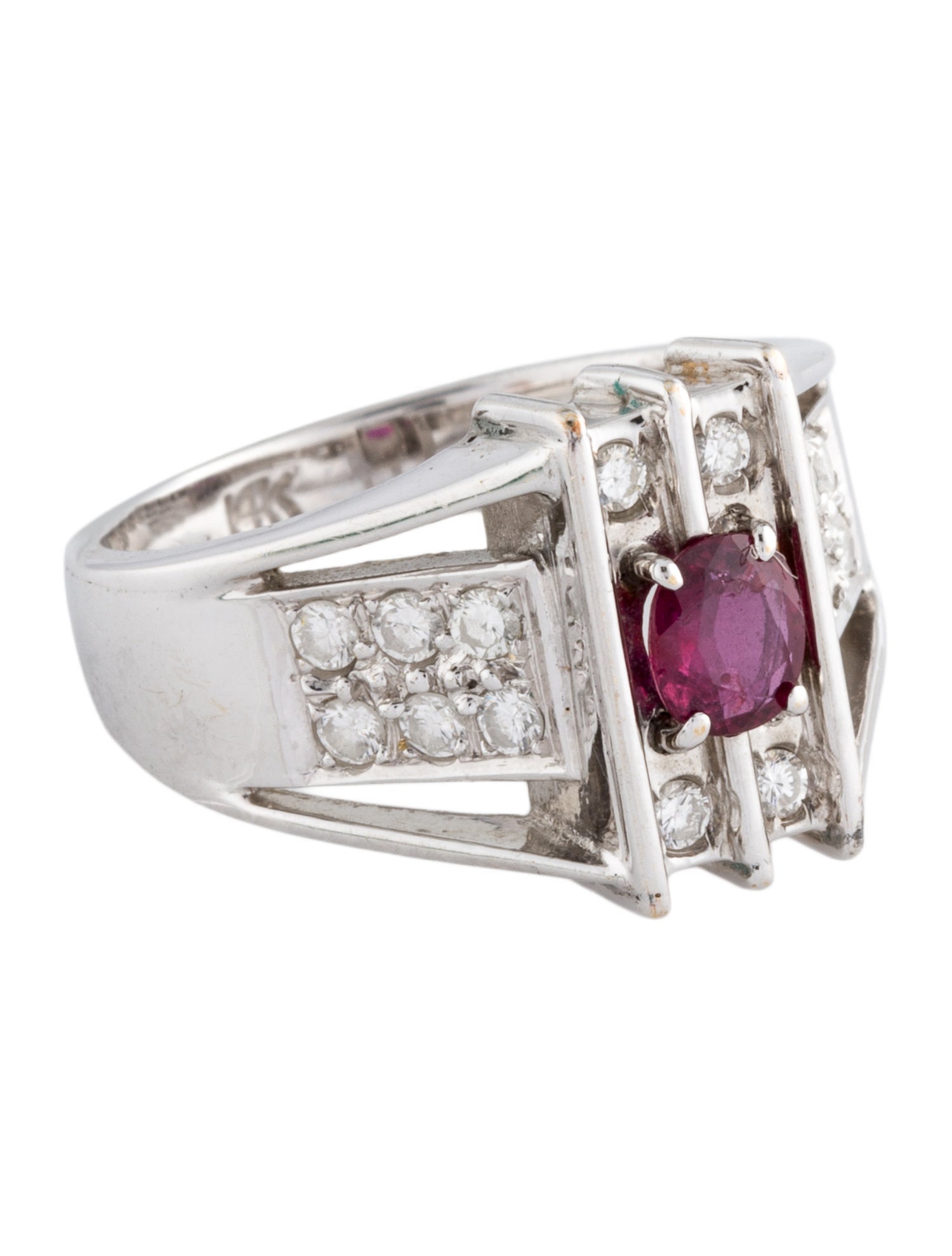 Ring 14K Ruby & Diamond Cocktail Ring