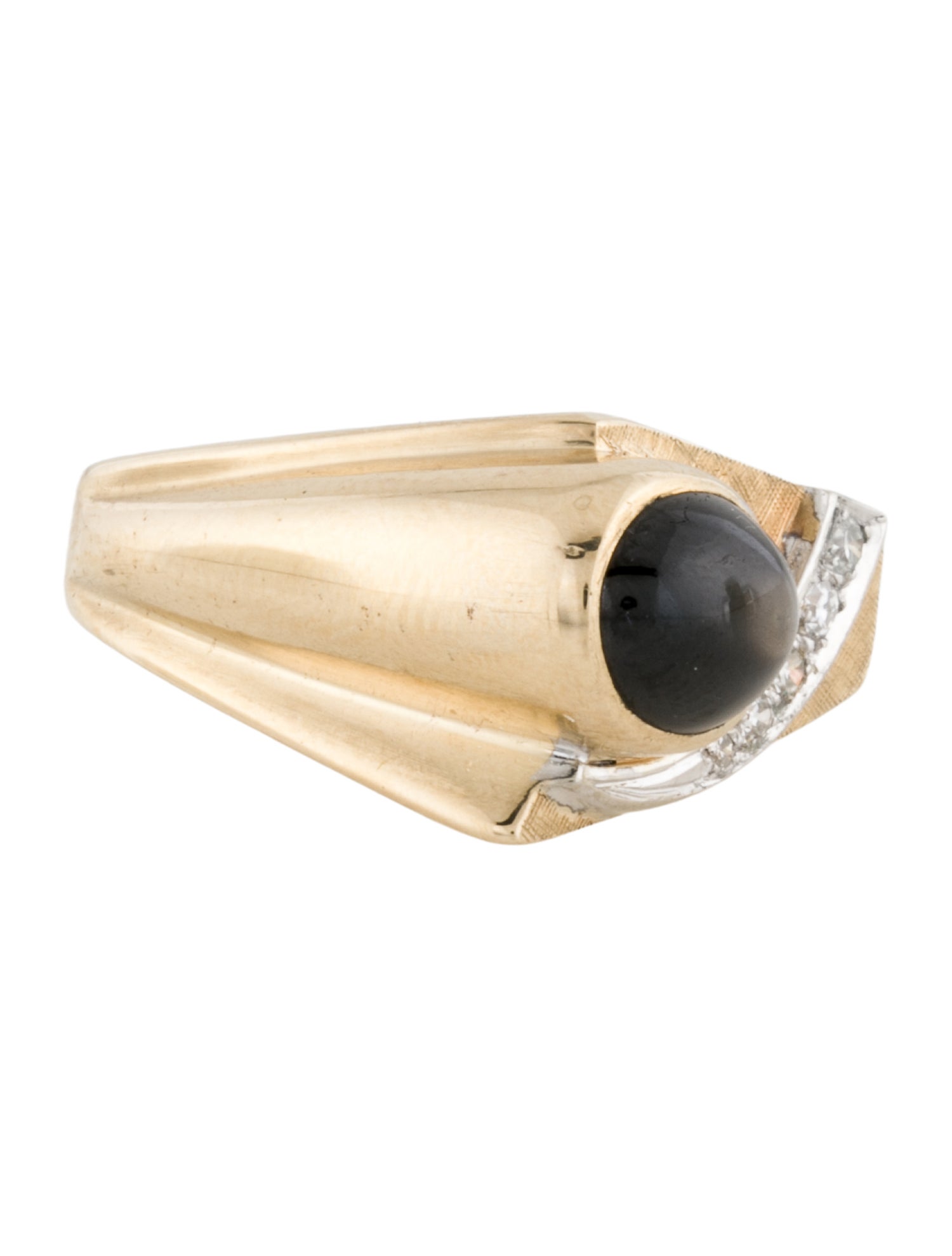 Ring Vintage 14K Star Sapphire & Diamond Signet