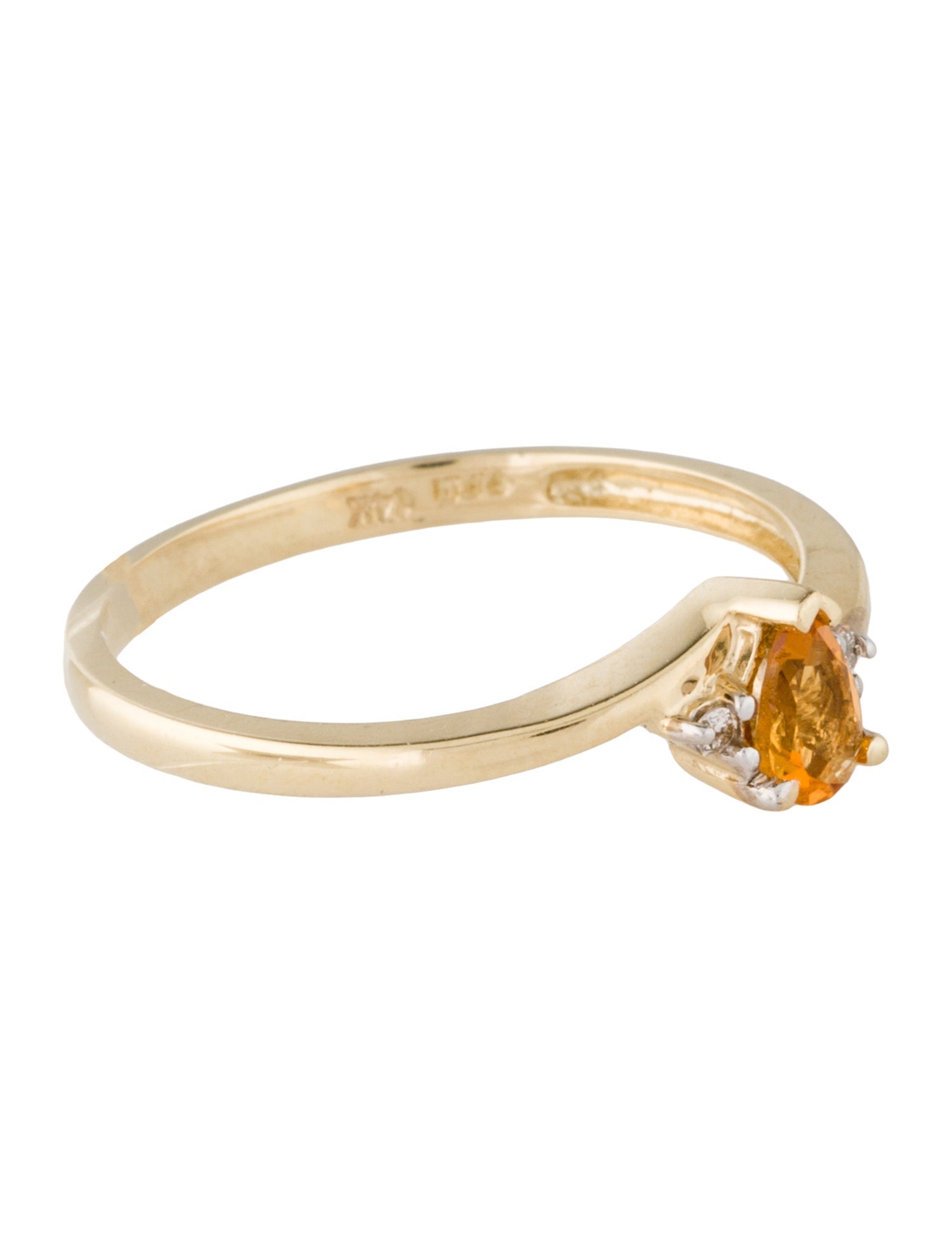 Ring 14K Citrine & Diamond Cocktail Ring
