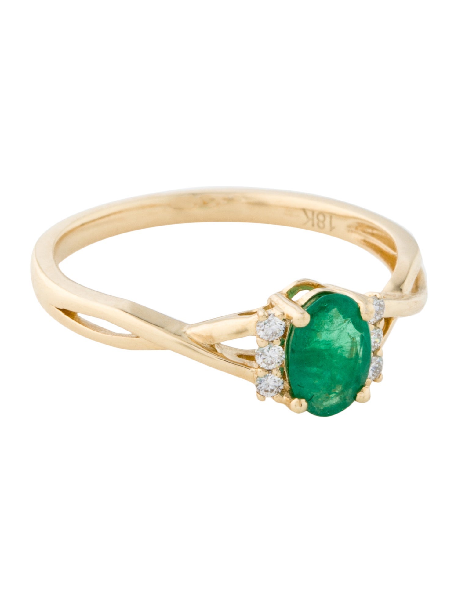 Ring 18K Emerald & Diamond Cocktail Ring