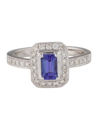 Ring 18K 1.08ctw Tanzanite & Diamond Cocktail Ring