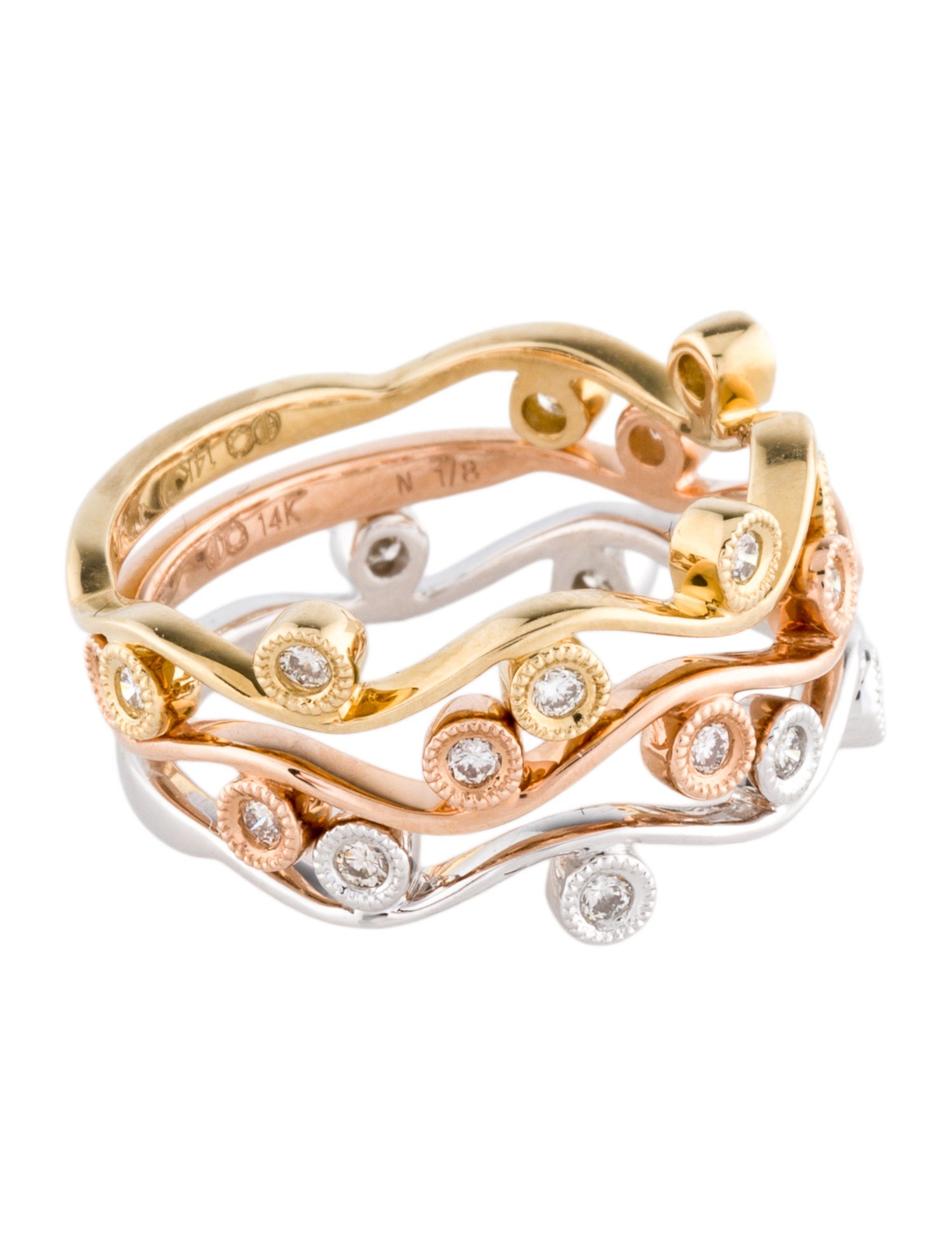 Ring 14K Diamond Milgrain Stacking Set