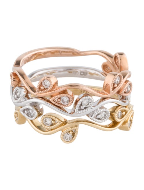 Ring 14K Diamond Floral Stacking Ring Set