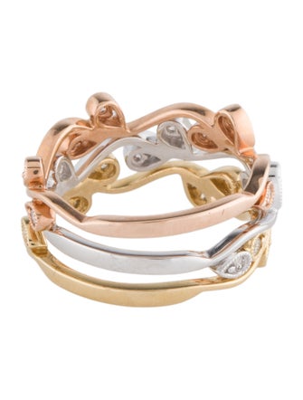 Ring 14K Diamond Floral Stacking Ring Set