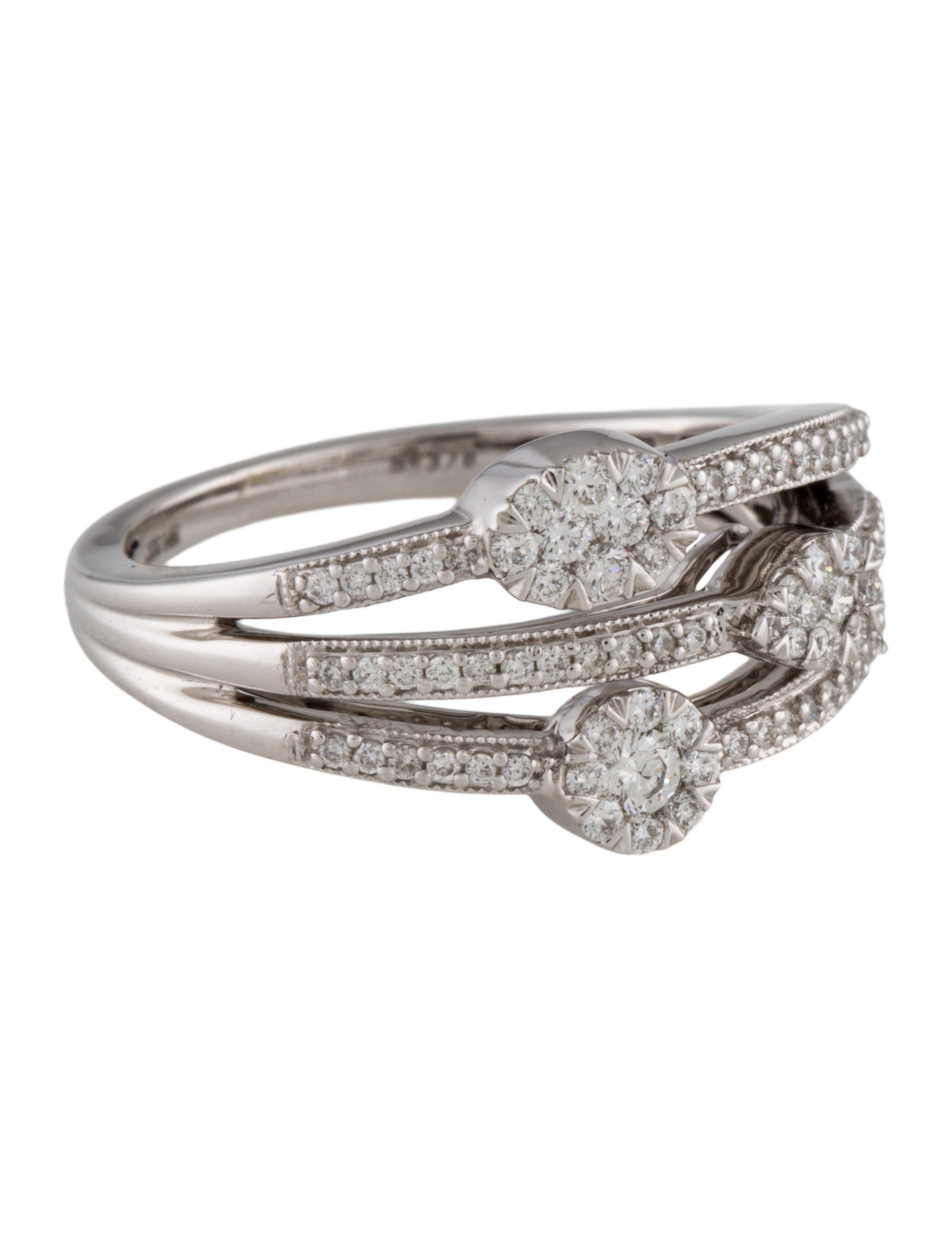 Ring 14K Diamond Three-Row Band Ring