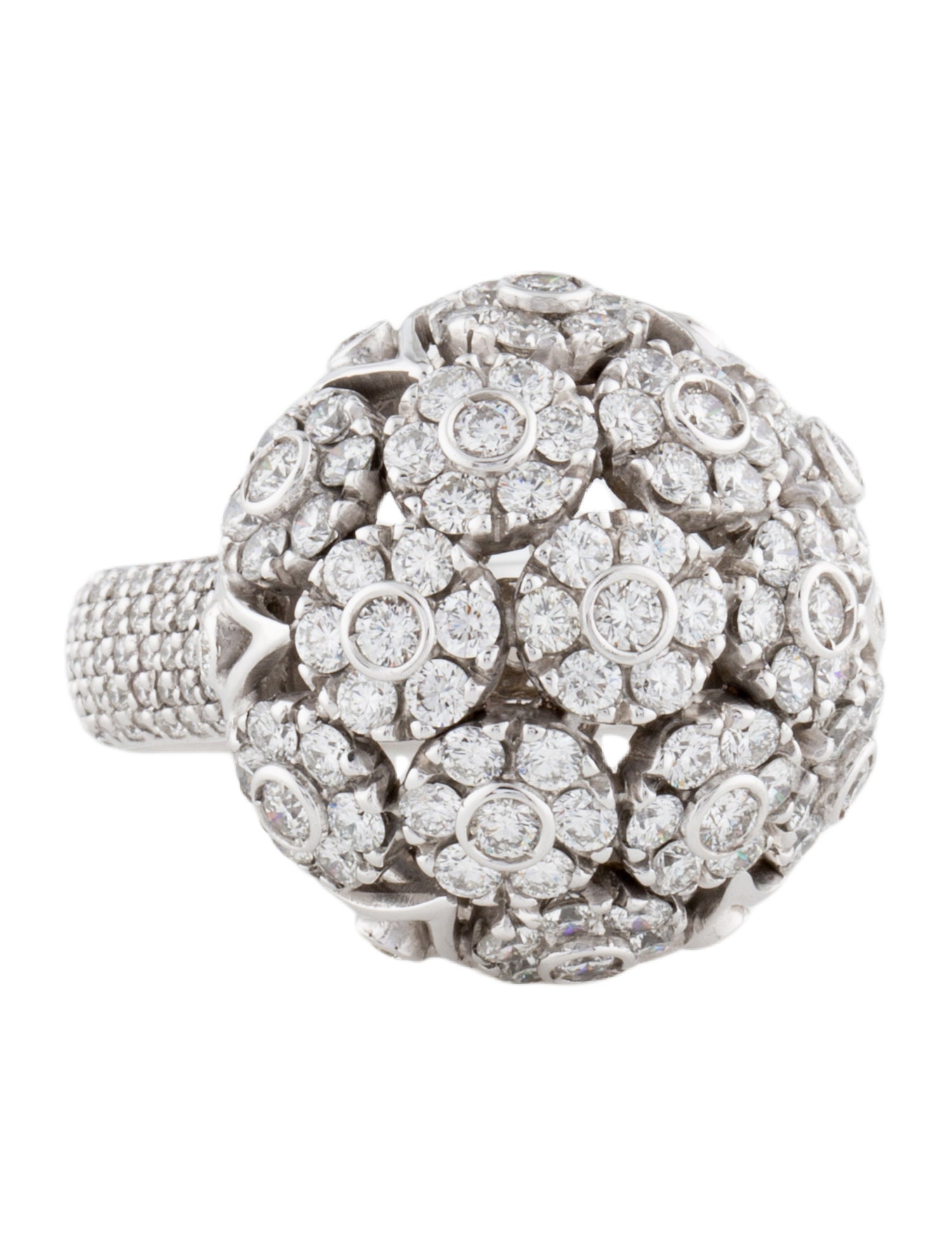 Ring 18K 3.93ctw Diamond Floral Cocktail Ring