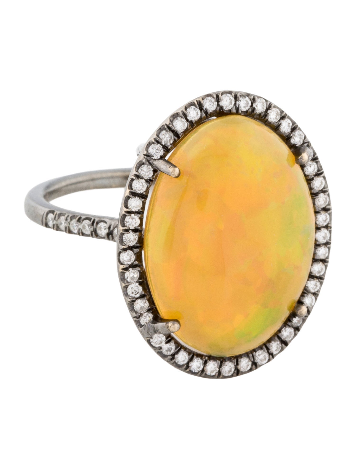 Ring 18K 5.25ctw Opal & Diamond Cocktail Ring