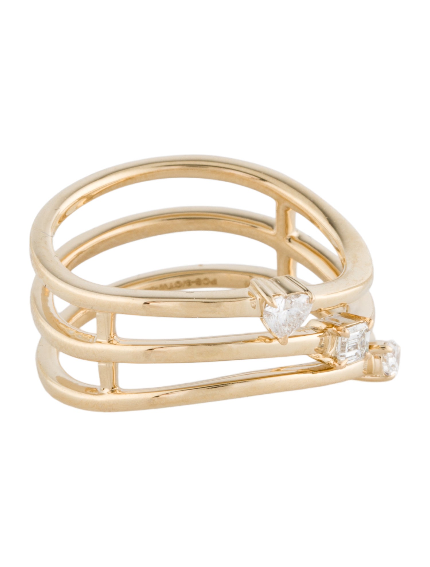 Ring 14K Diamond Wave Triple Band