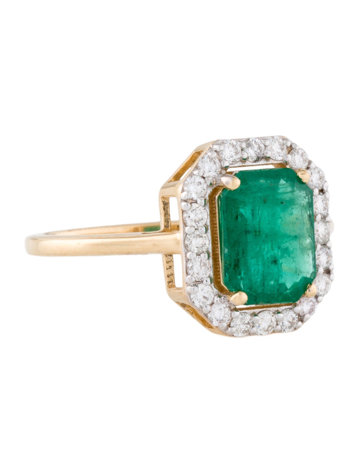 Ring 18K 1.36ct Emerald & Diamond Cocktail Ring