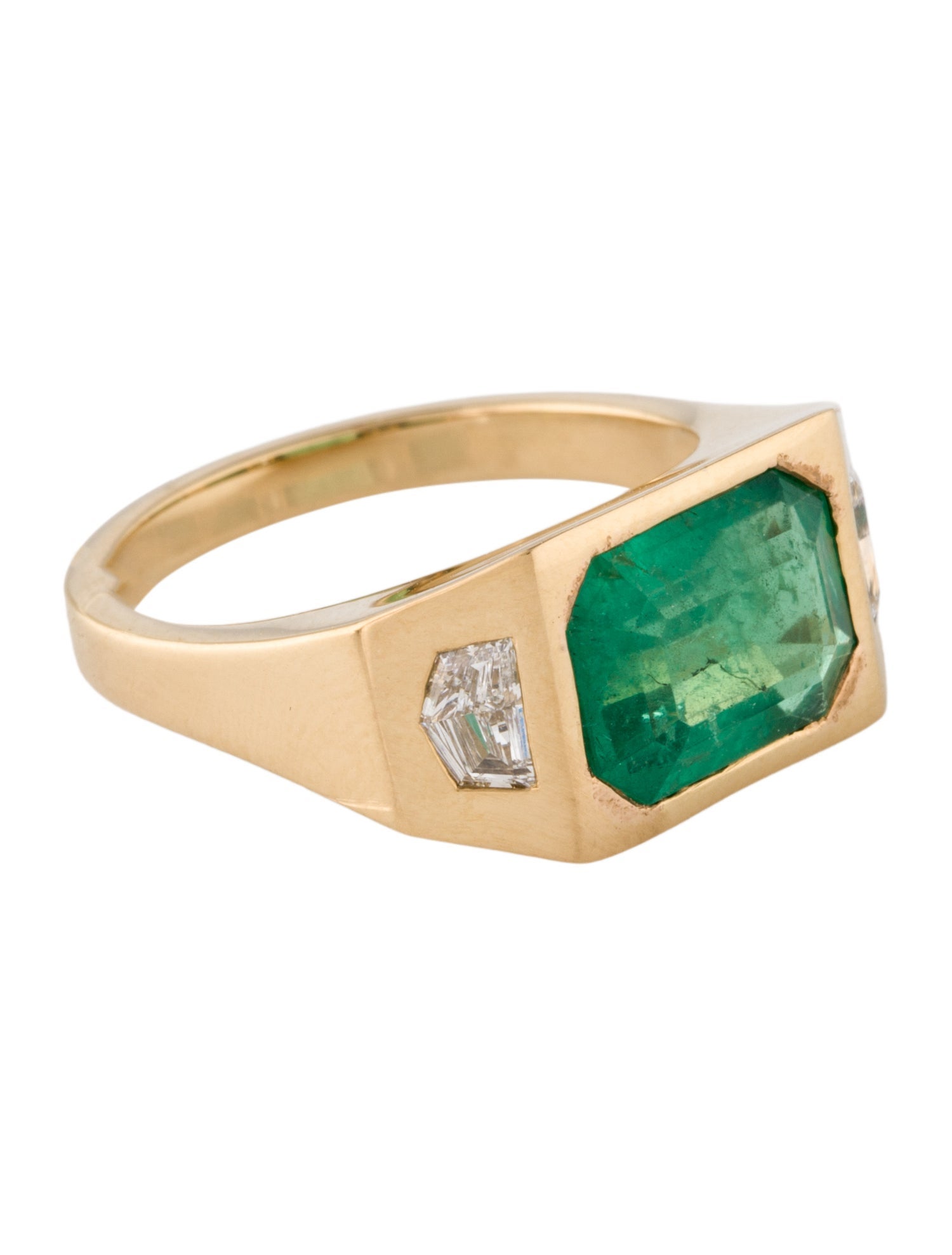 Ring 18K 3.04ct Emerald & Diamond Band
