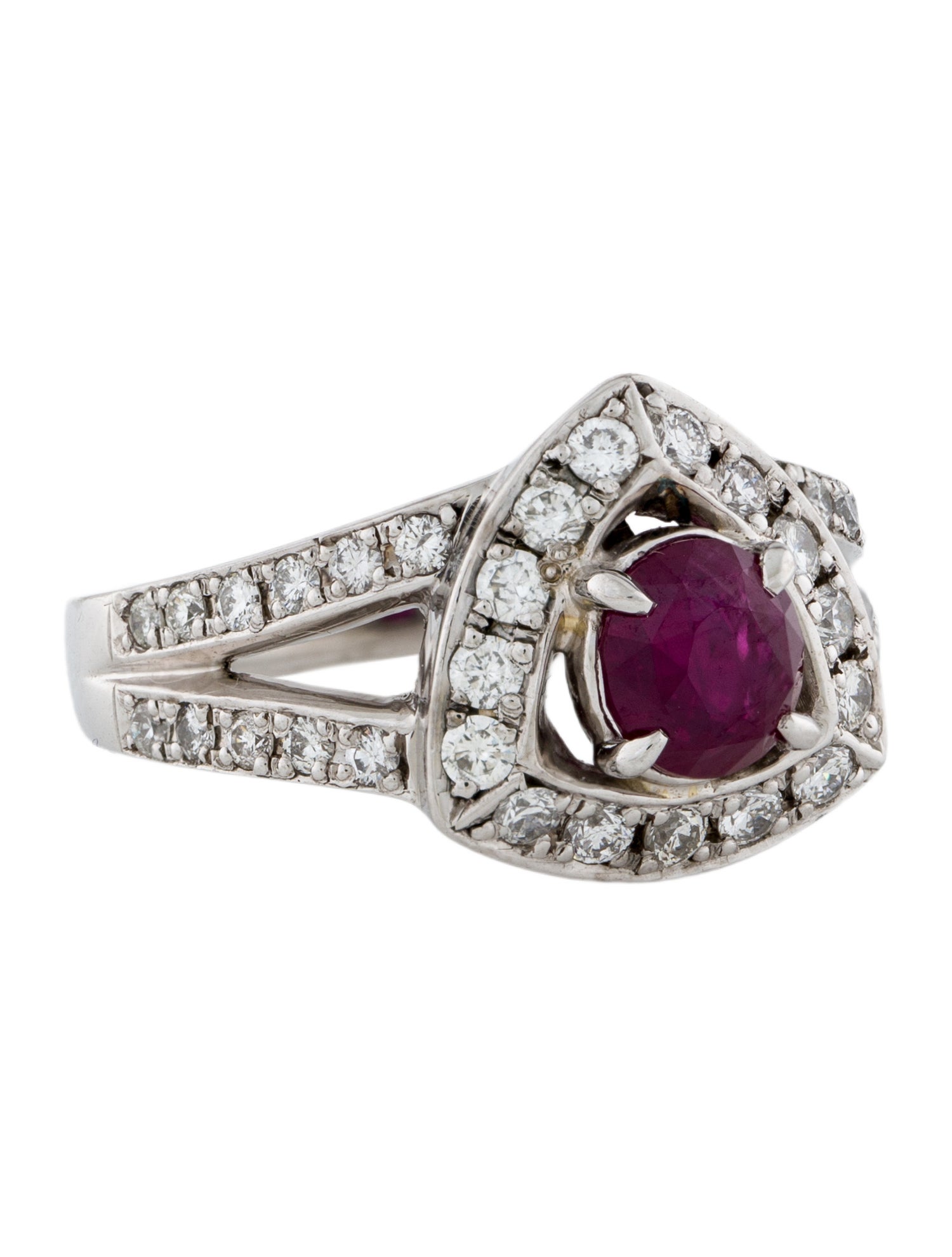 Ring Platinum 1.44ct Unheated Burmese Ruby & Diamond Cocktail