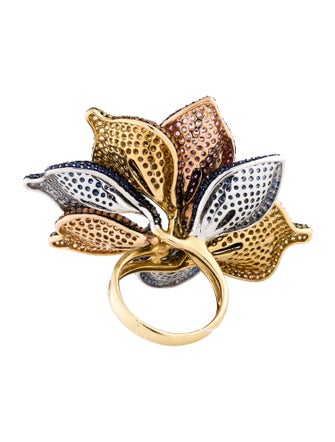 Ring 18K 13.00ctw Sapphire & Ruby Calla Lily Cocktail Ring