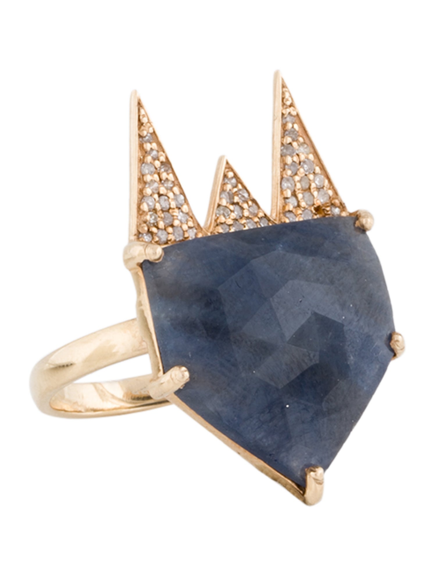 Ring 10K Sapphire & Diamond Cocktail