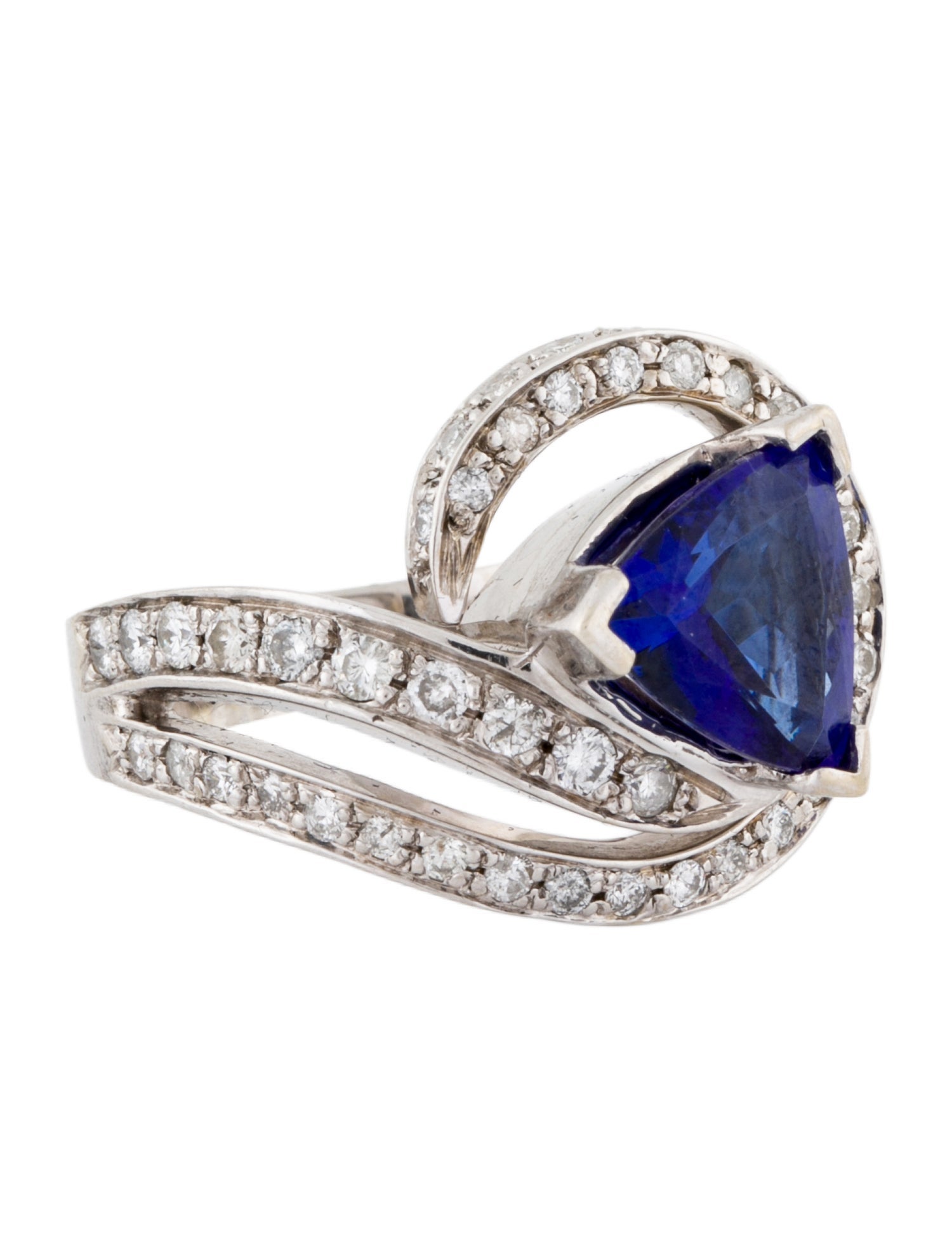 Ring 14K 3.64ct Tanzanite & Diamond Swirl Ring
