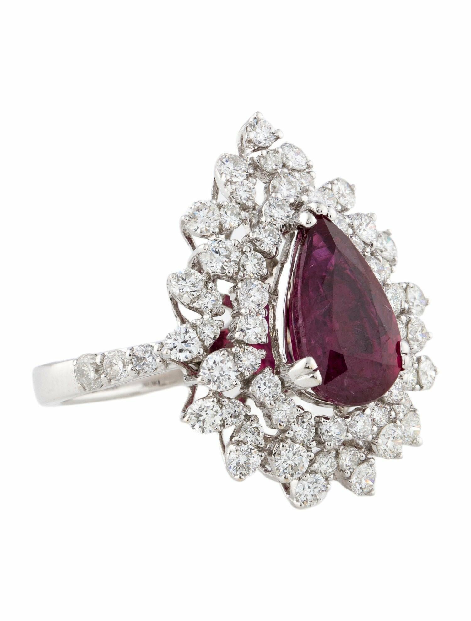 Ring 18K 3.03ct Unheated Ruby & Diamond Cocktail Ring