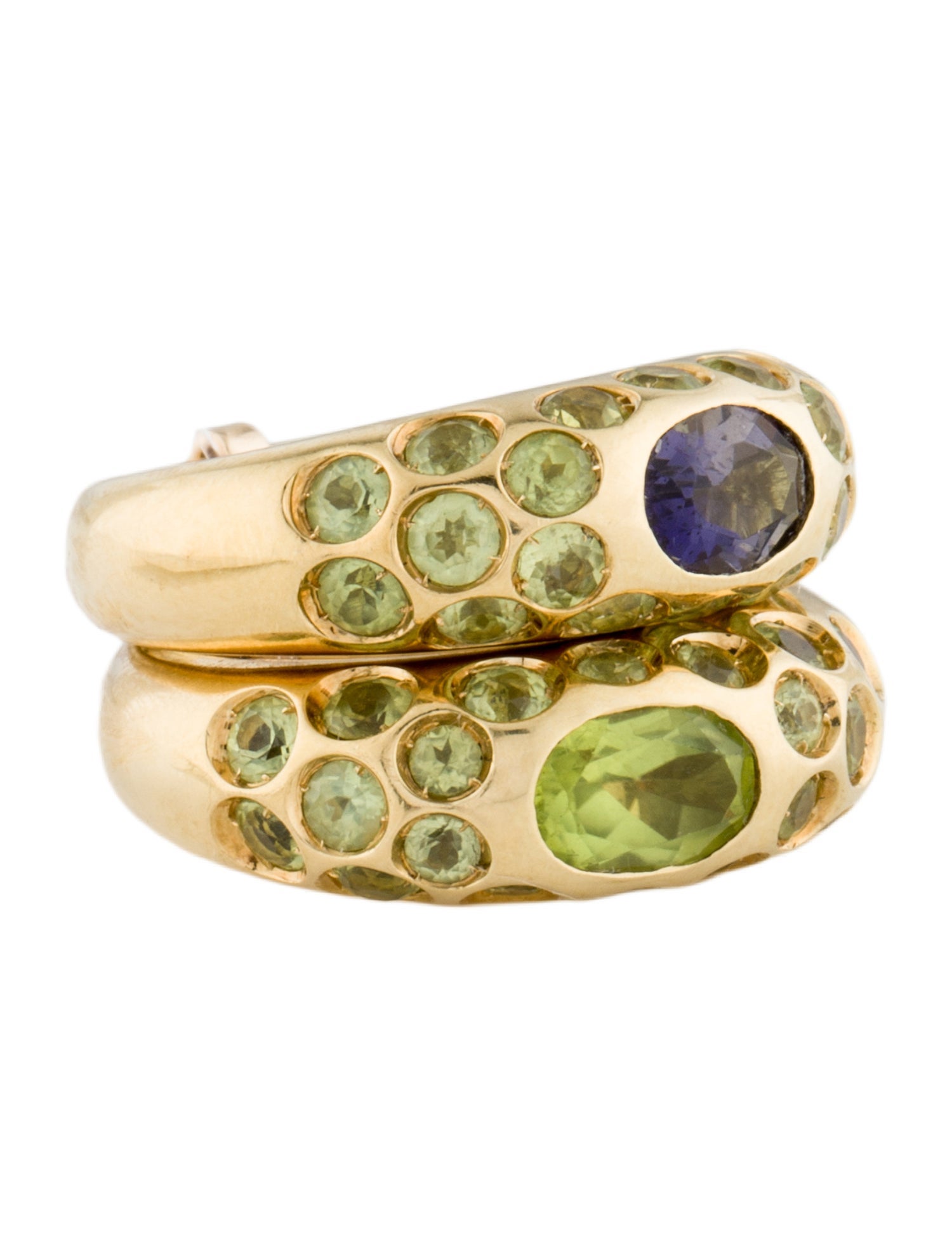 Ring 18K Peridot & Iolite Double Band