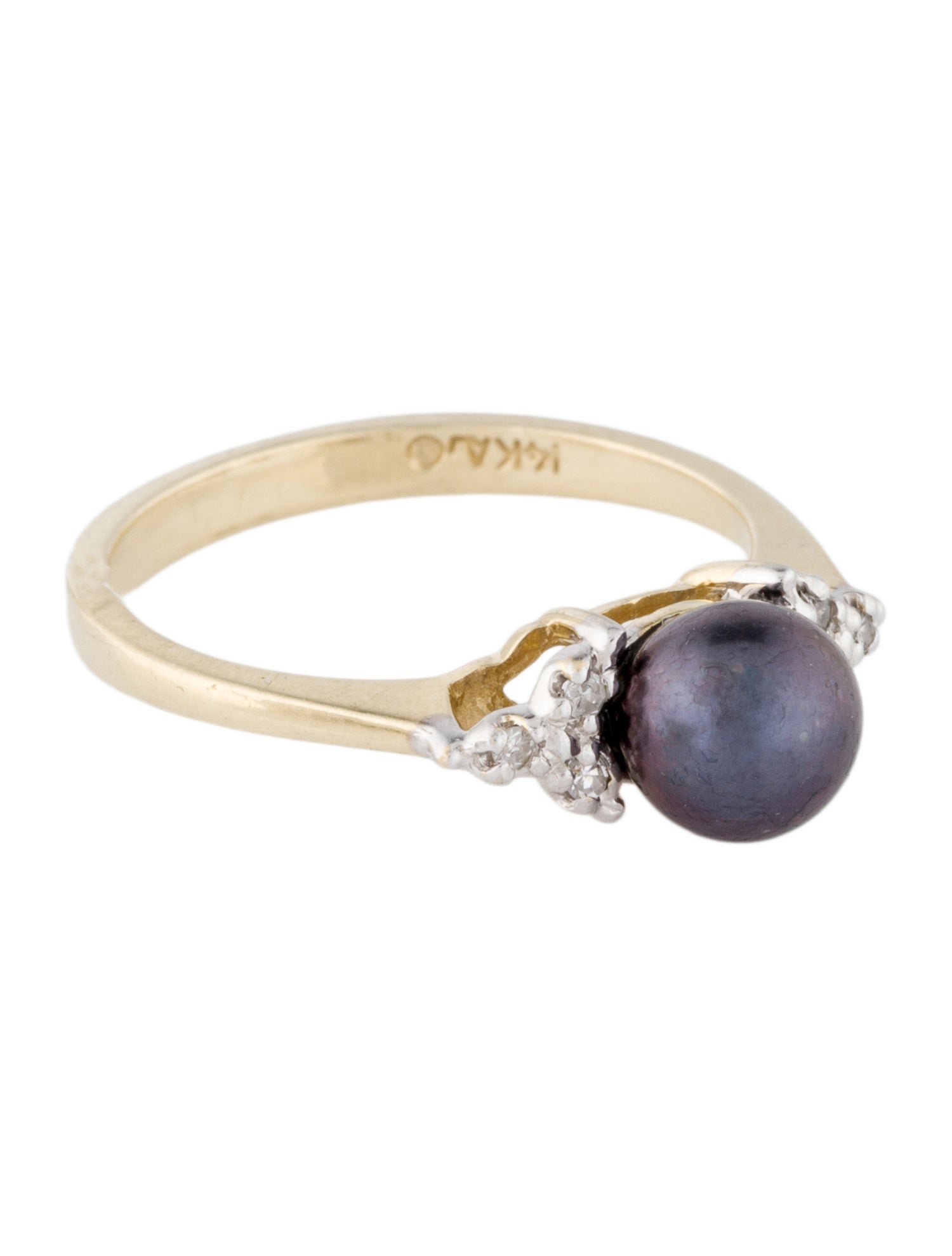 Ring 14K Dyed Pearl & Diamond Cocktail Ring