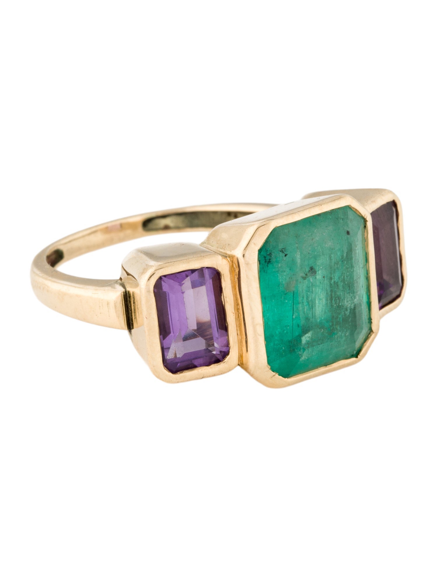 Ring 14K 3.48ct Emerald & Amethyst Cocktail