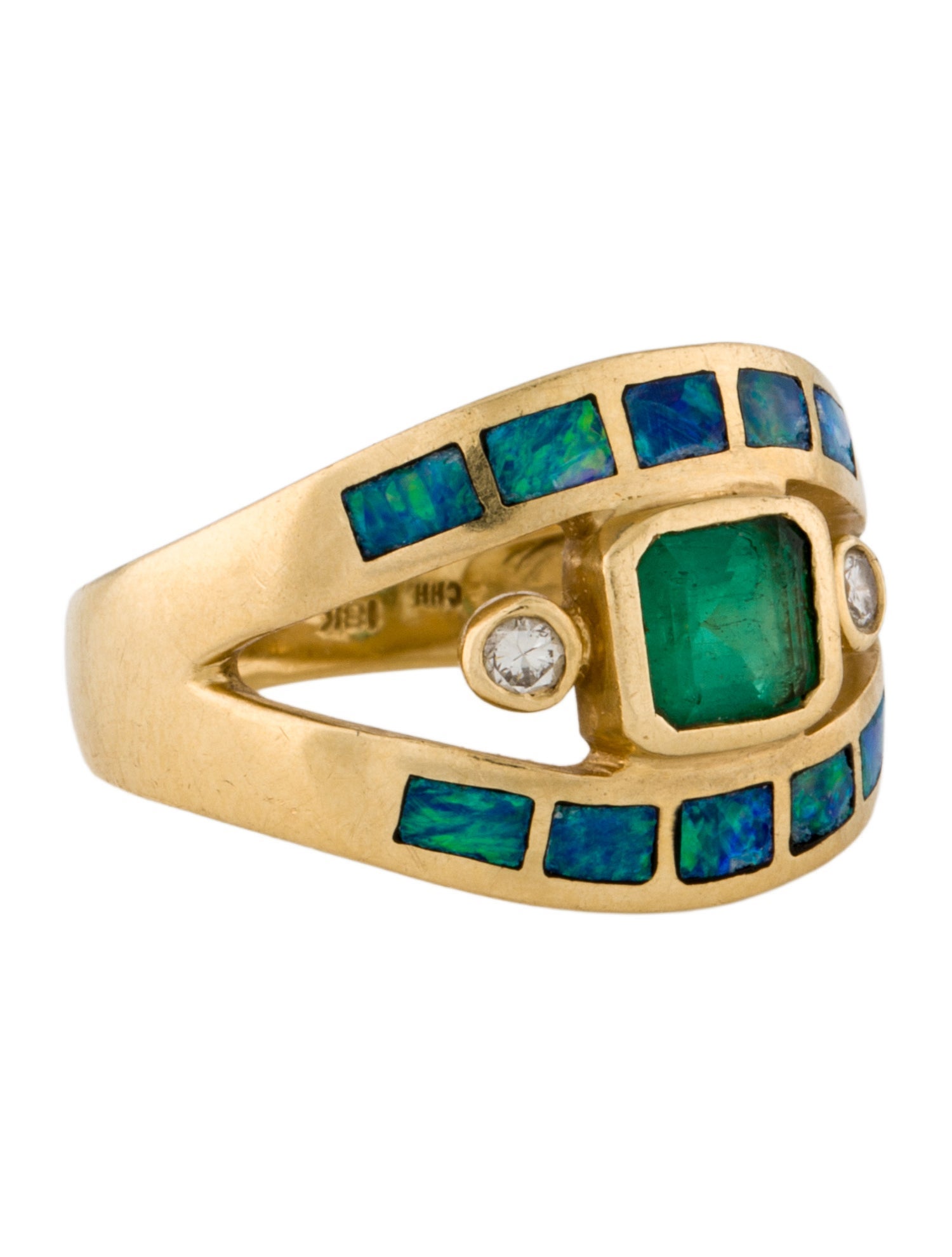 Ring 18K Emerald & Opal Cocktail