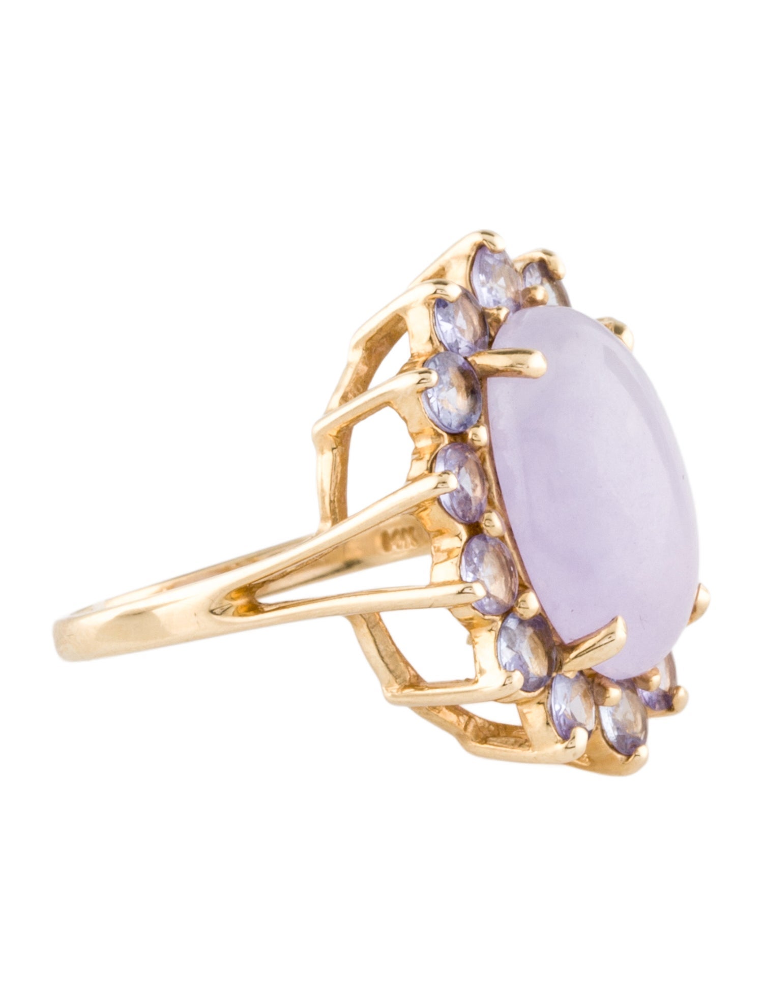Ring 14K 5.59ct Dyed Jadeite & Tanzanite Cocktail