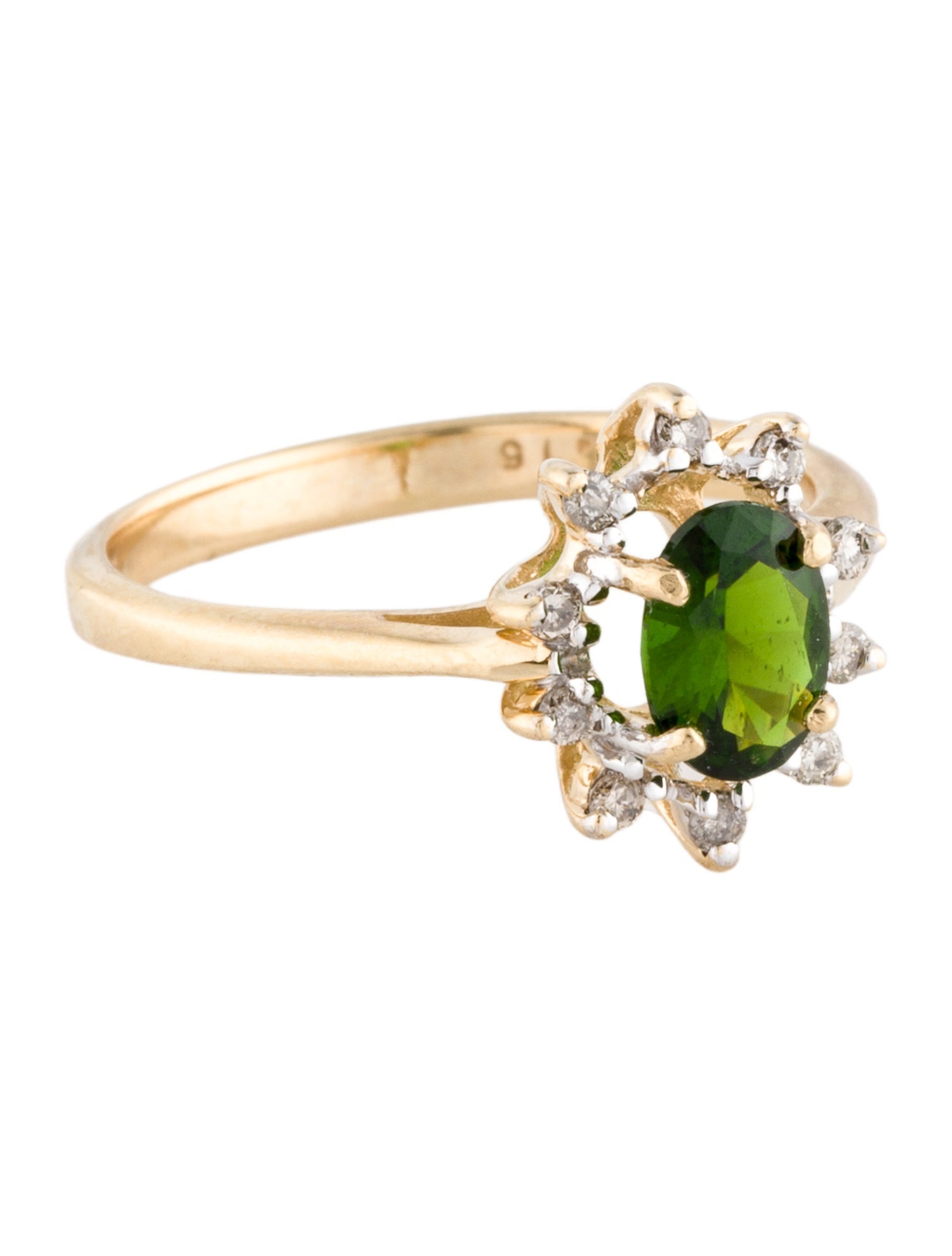Ring 14K Diopside & Diamond Cocktail Ring