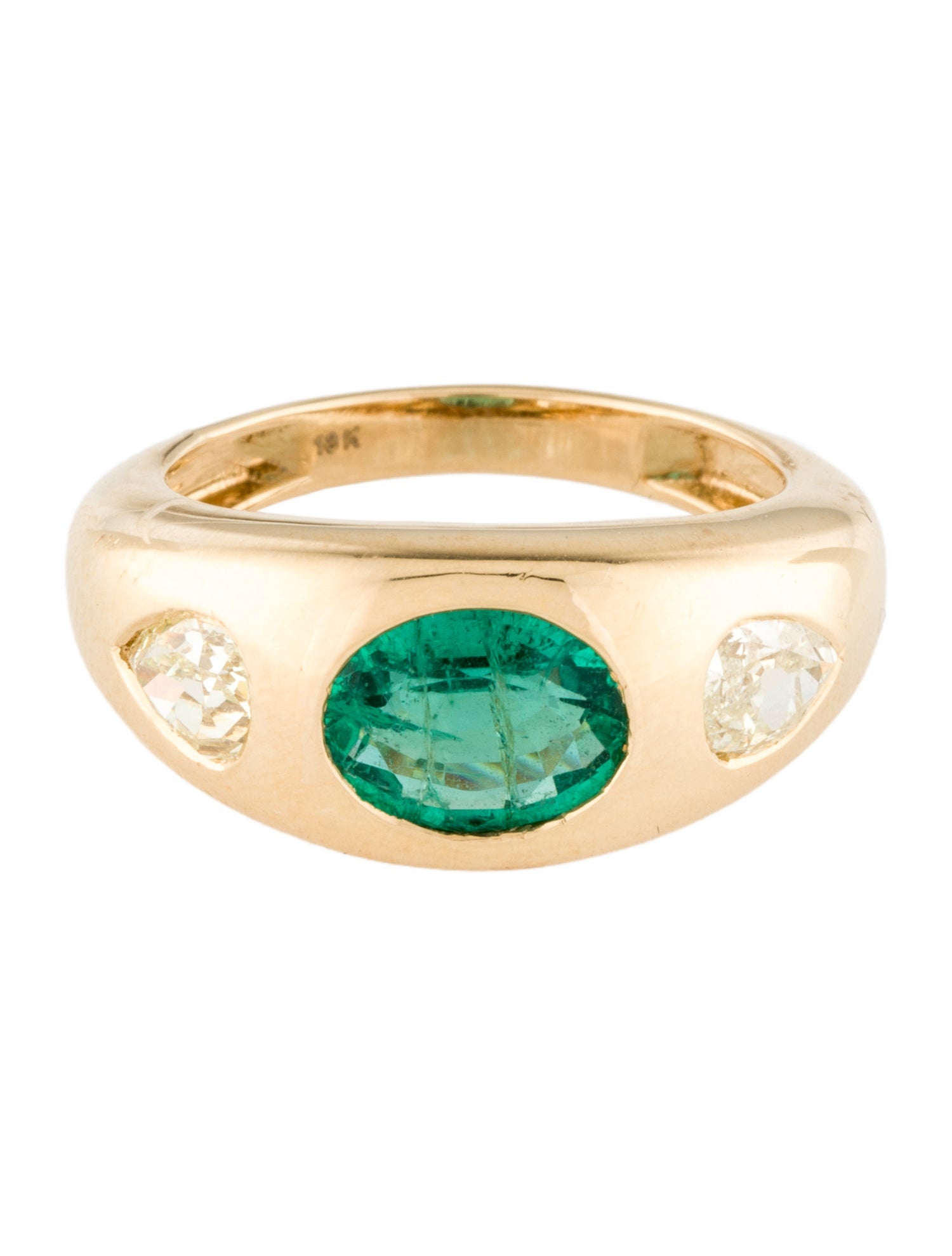 Ring 18K 1.31ct Emerald & Diamond Band