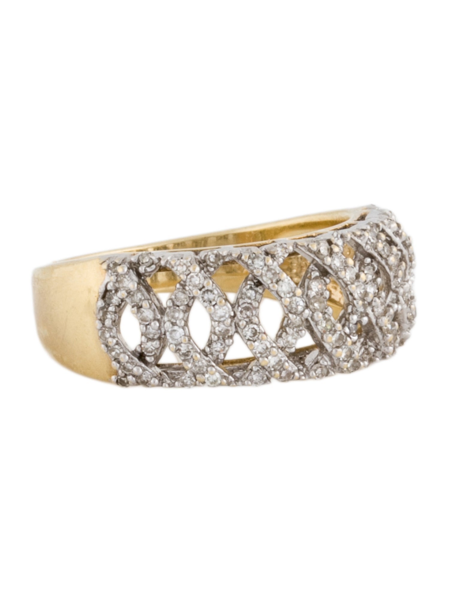 Ring 14K Diamond Curved Lattice Band Ring