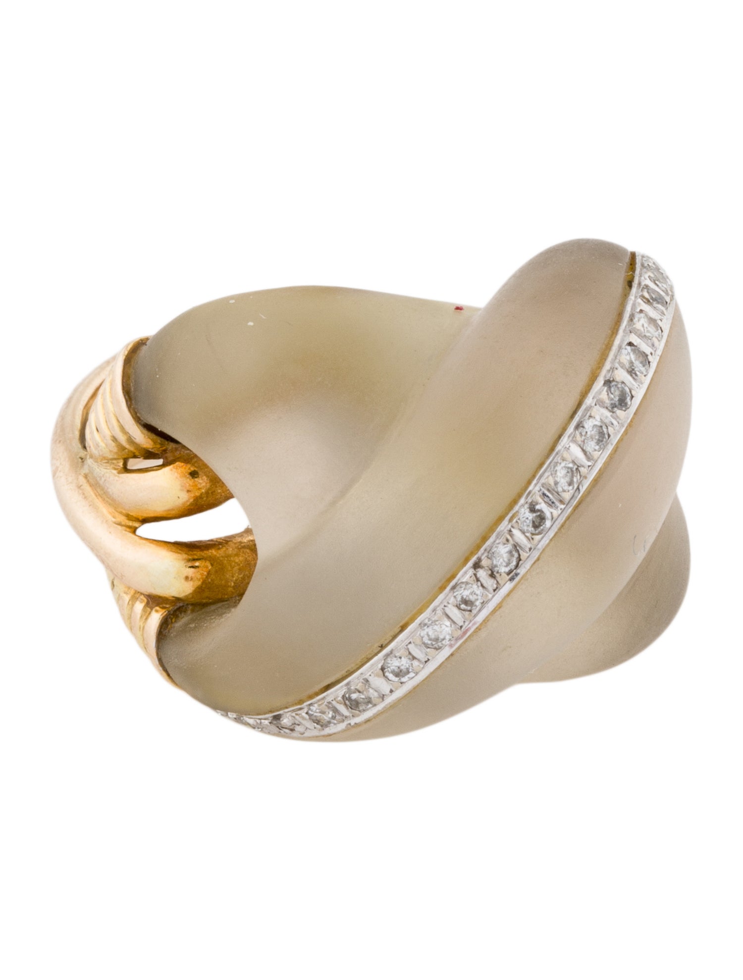 Ring 14K Quartz & Diamond Cocktail