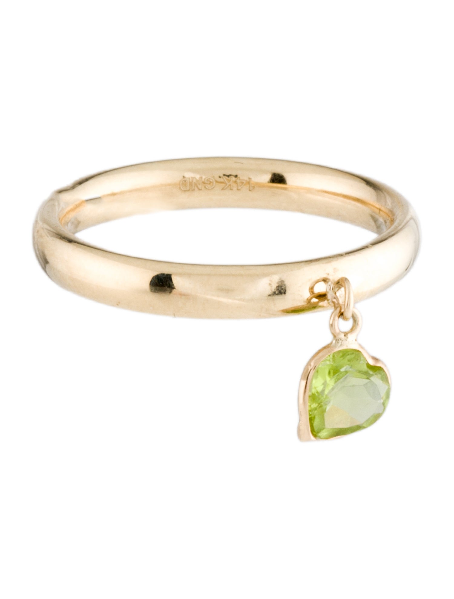 Ring 14K Peridot Heart Charm Band