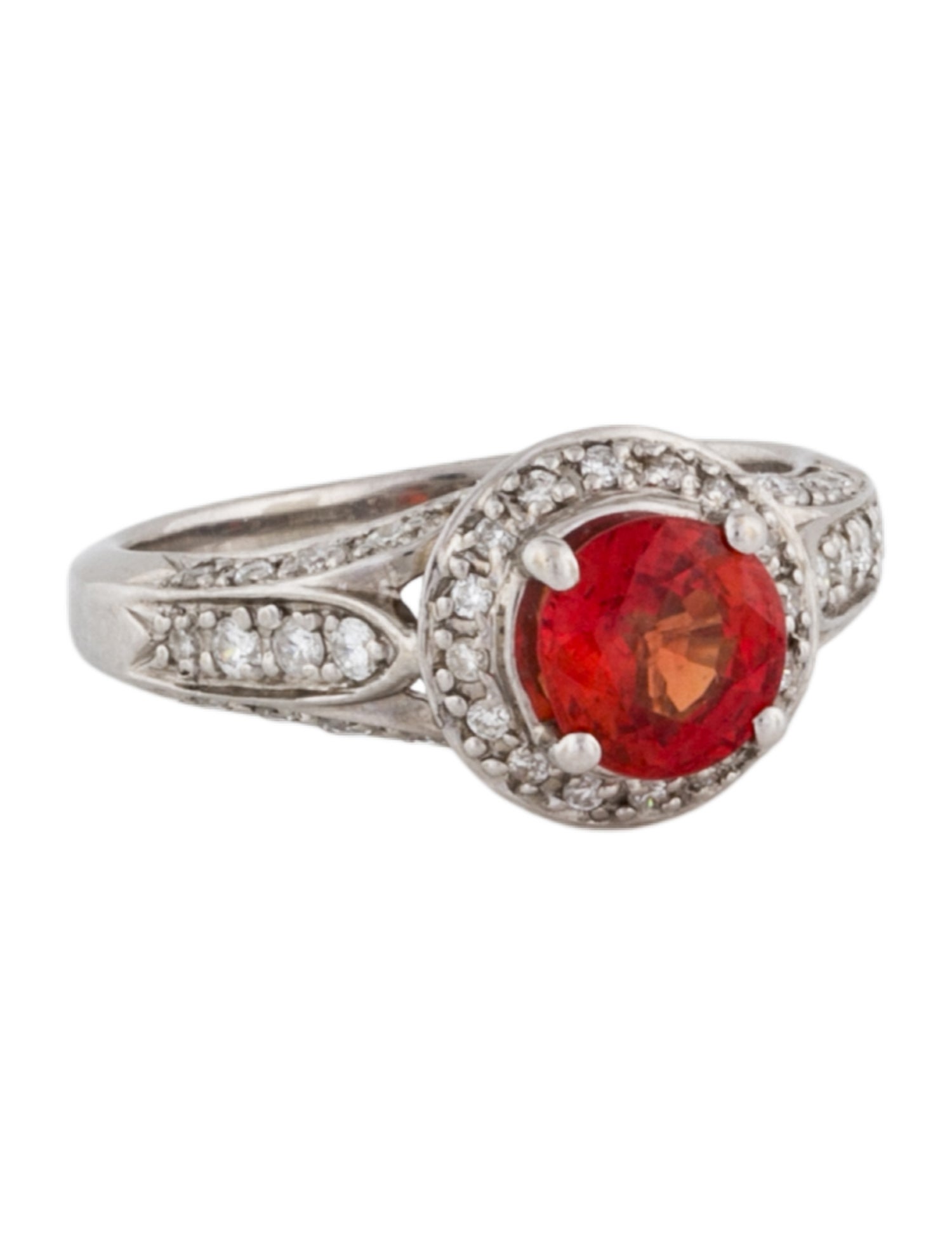 Ring 14K 1.00ct Orange Sapphire & Diamond Halo Ring