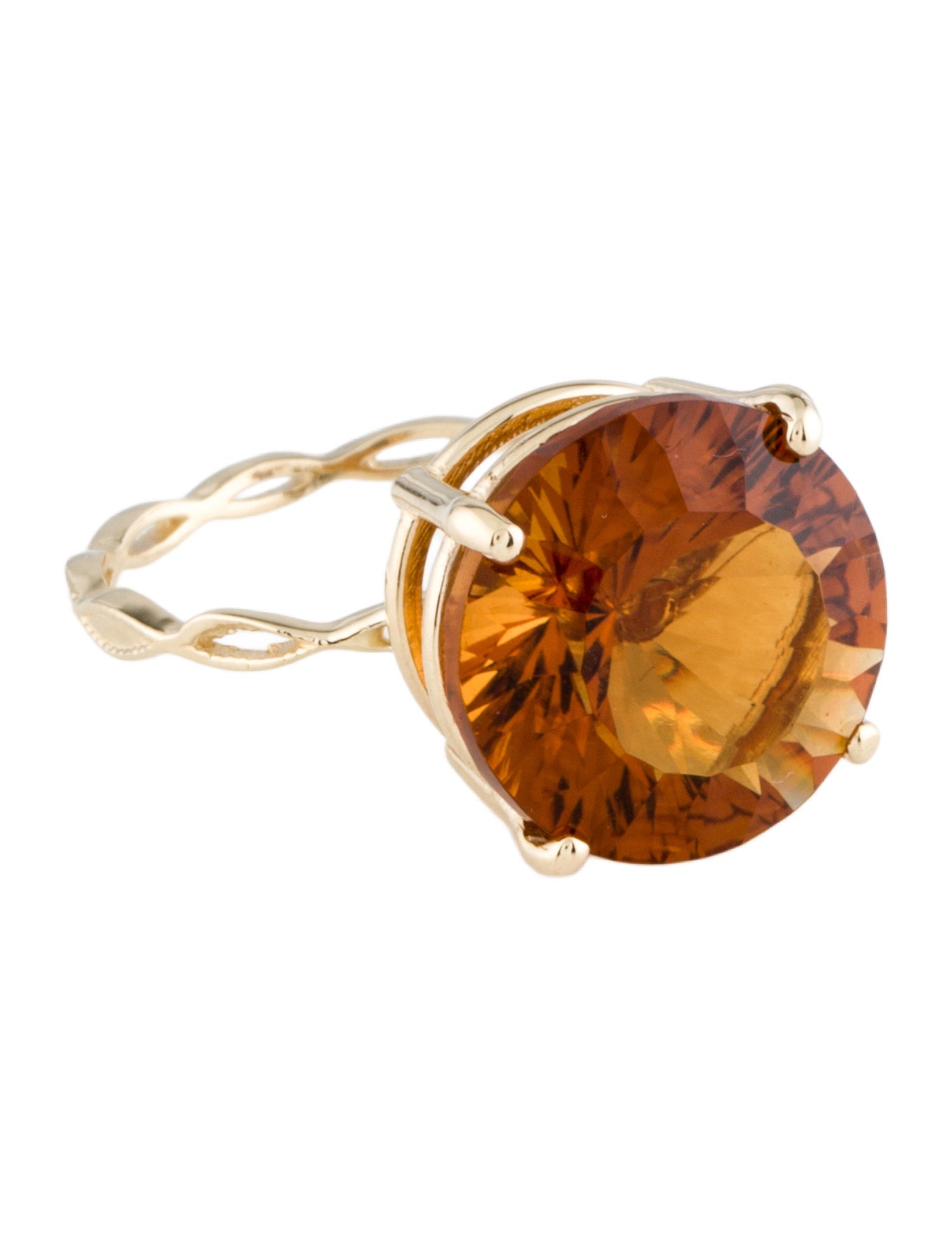 Ring 14K Citrine Solitaire Cocktail Ring