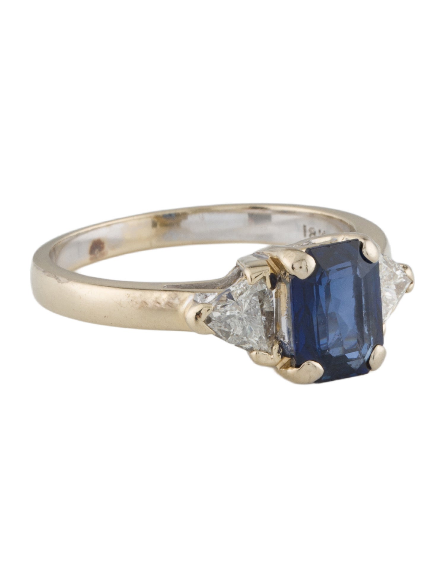 Ring 18K 1.81ct Sapphire & Diamond Three-Stone Cocktail Ring