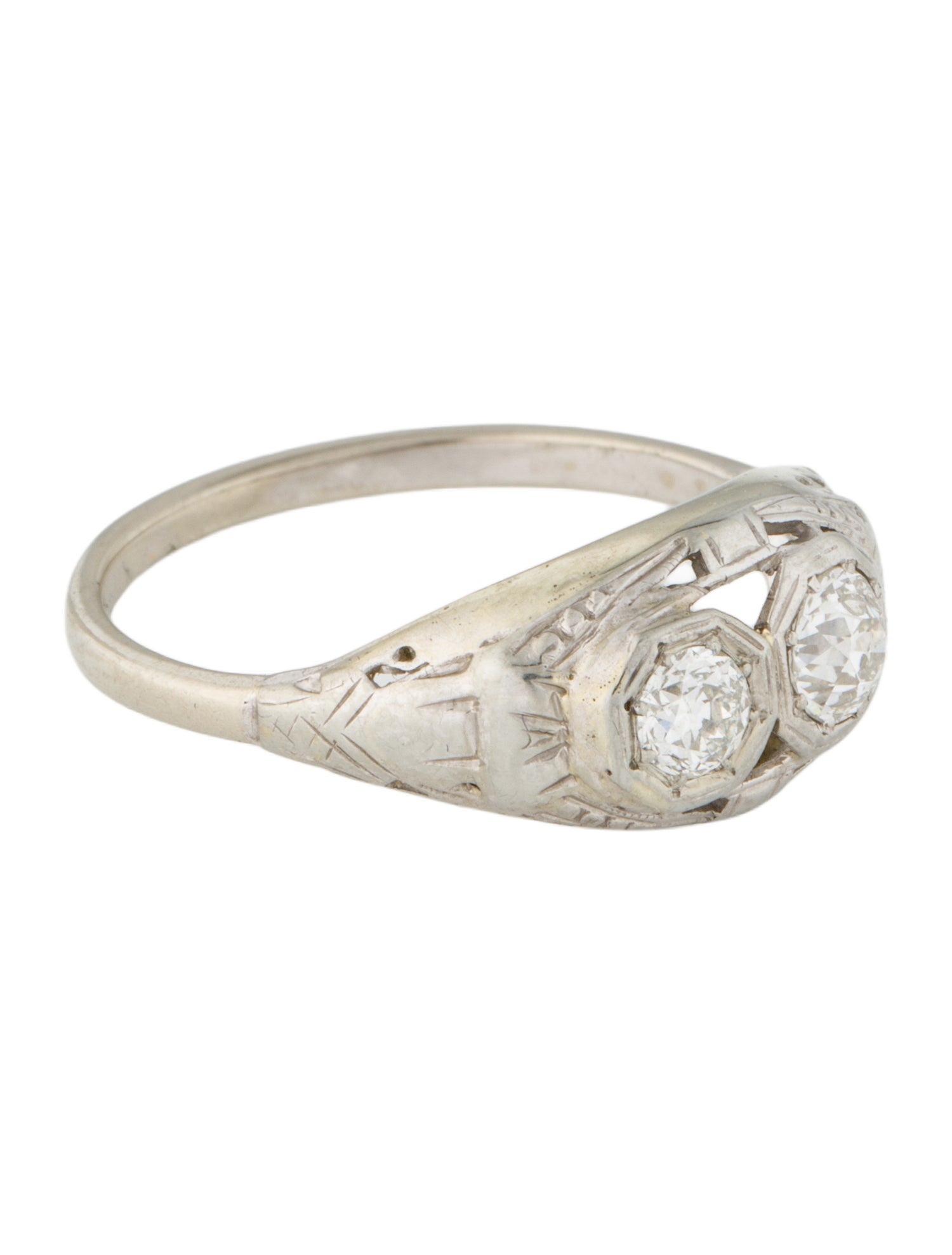 Ring Vintage 14K Diamond Moi et Toi Cocktail