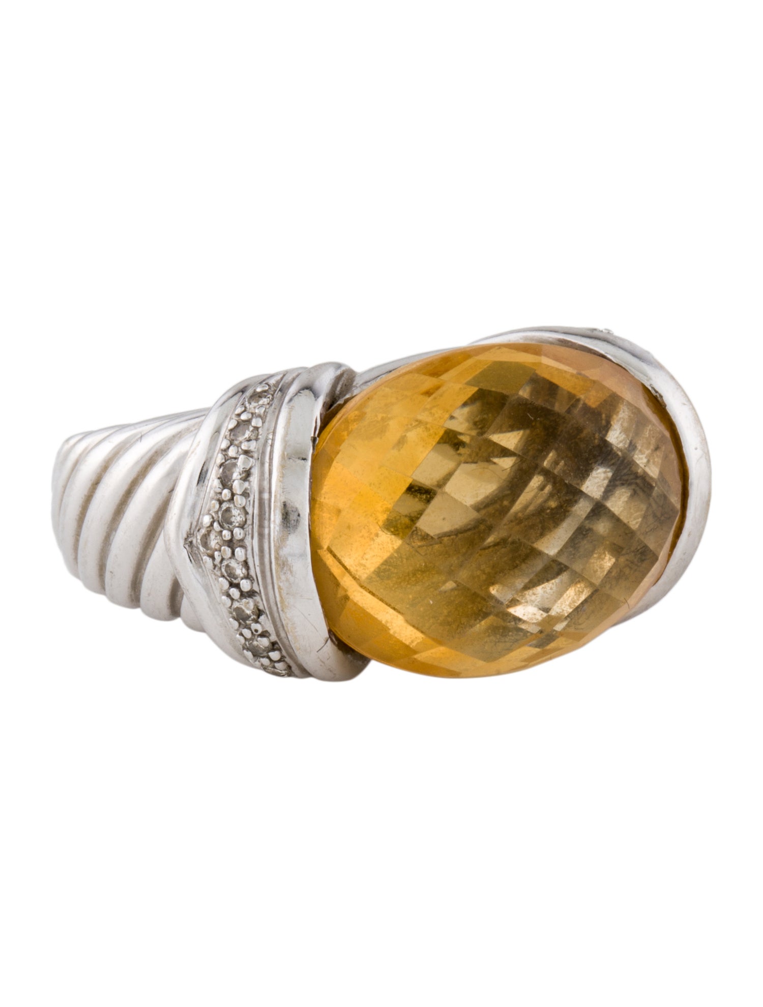 Ring 14K Citrine & Diamond Ring