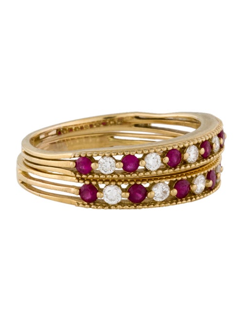 Ring 18K Ruby & Diamond Milgrain Ring Set