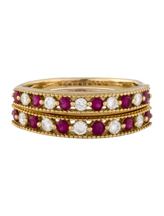 Ring 18K Ruby & Diamond Milgrain Ring Set