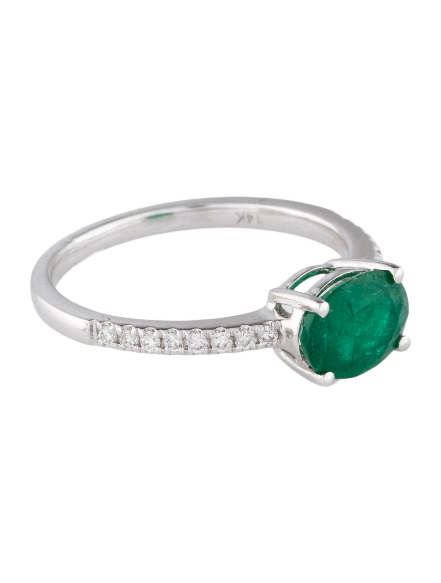 Ring 14K 1.07ct Emerald & Diamond Cocktail Ring
