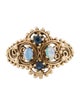 Ring 14K Sapphire & Opal Cluster Openwork Ring