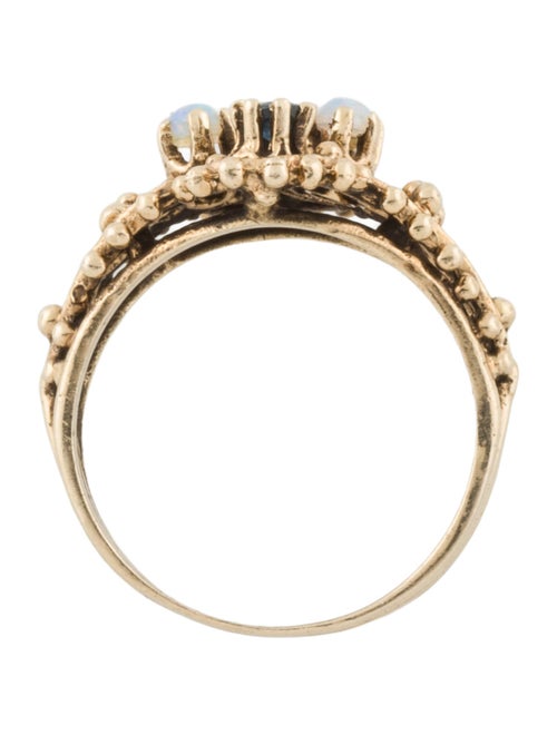 Ring 14K Sapphire & Opal Cluster Openwork Ring