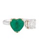 Ring Oscar Friedman 18K 1.00ct Diamond & Emerald Toi et Moi Cocktail Ring