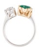 Ring Oscar Friedman 18K 1.00ct Diamond & Emerald Toi et Moi Cocktail Ring