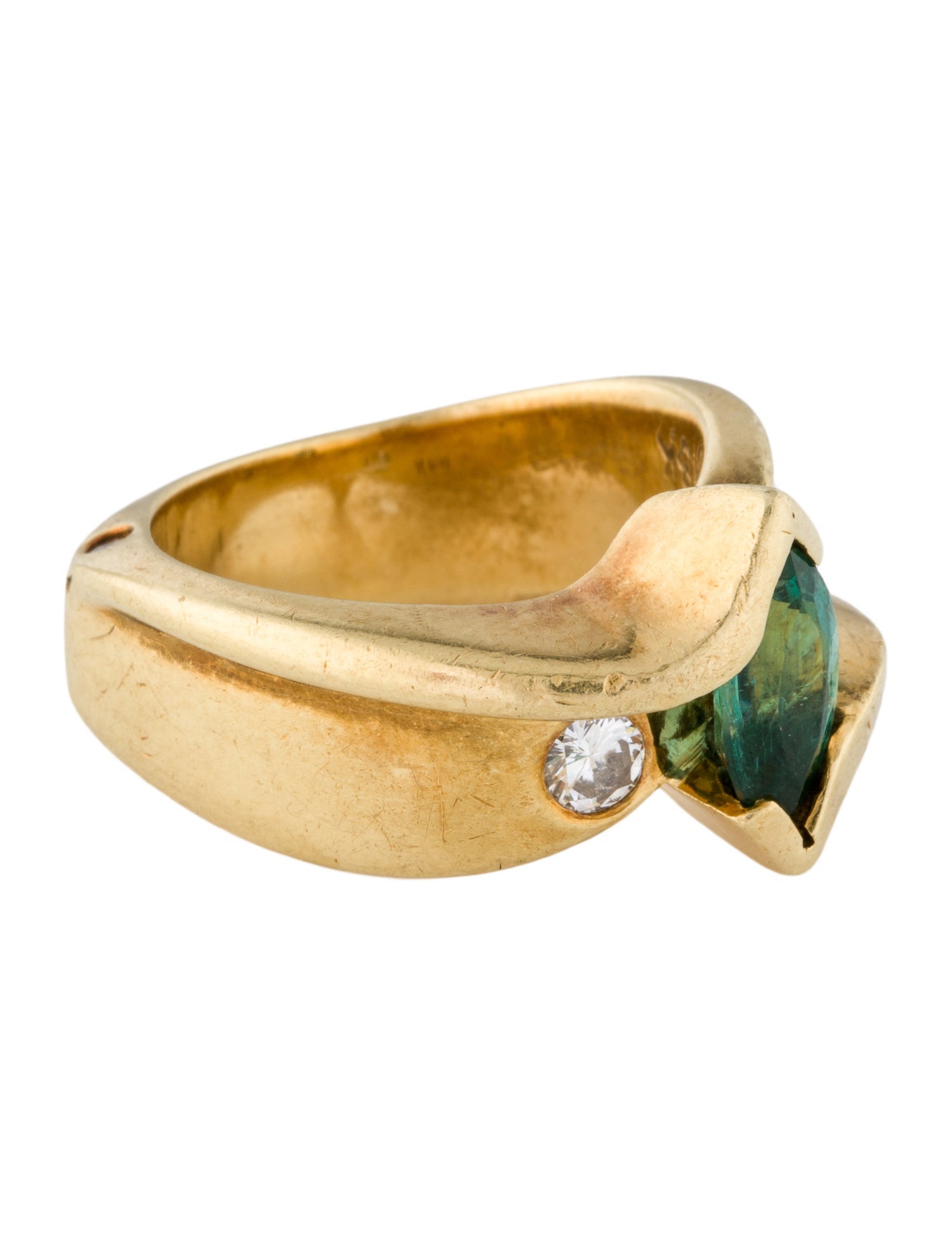 Ring 18K Emerald & Diamond Cocktail Ring